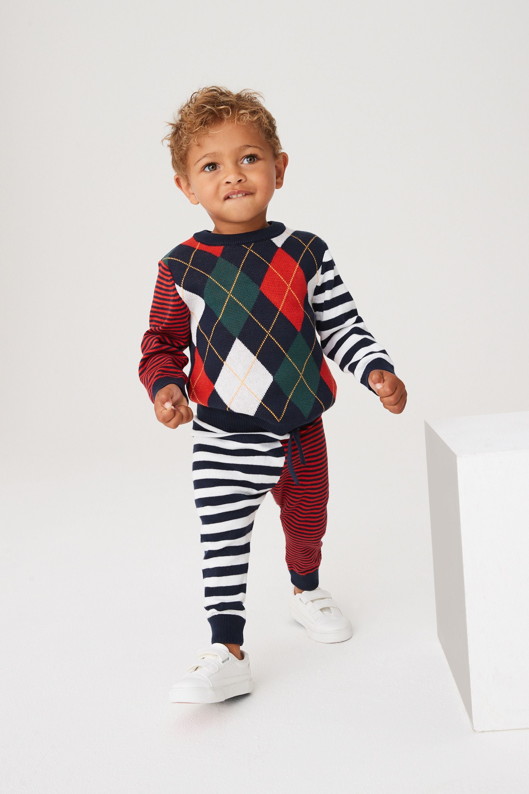 Navy Blue Argyle Patterned Jumper (3mths-7yrs)