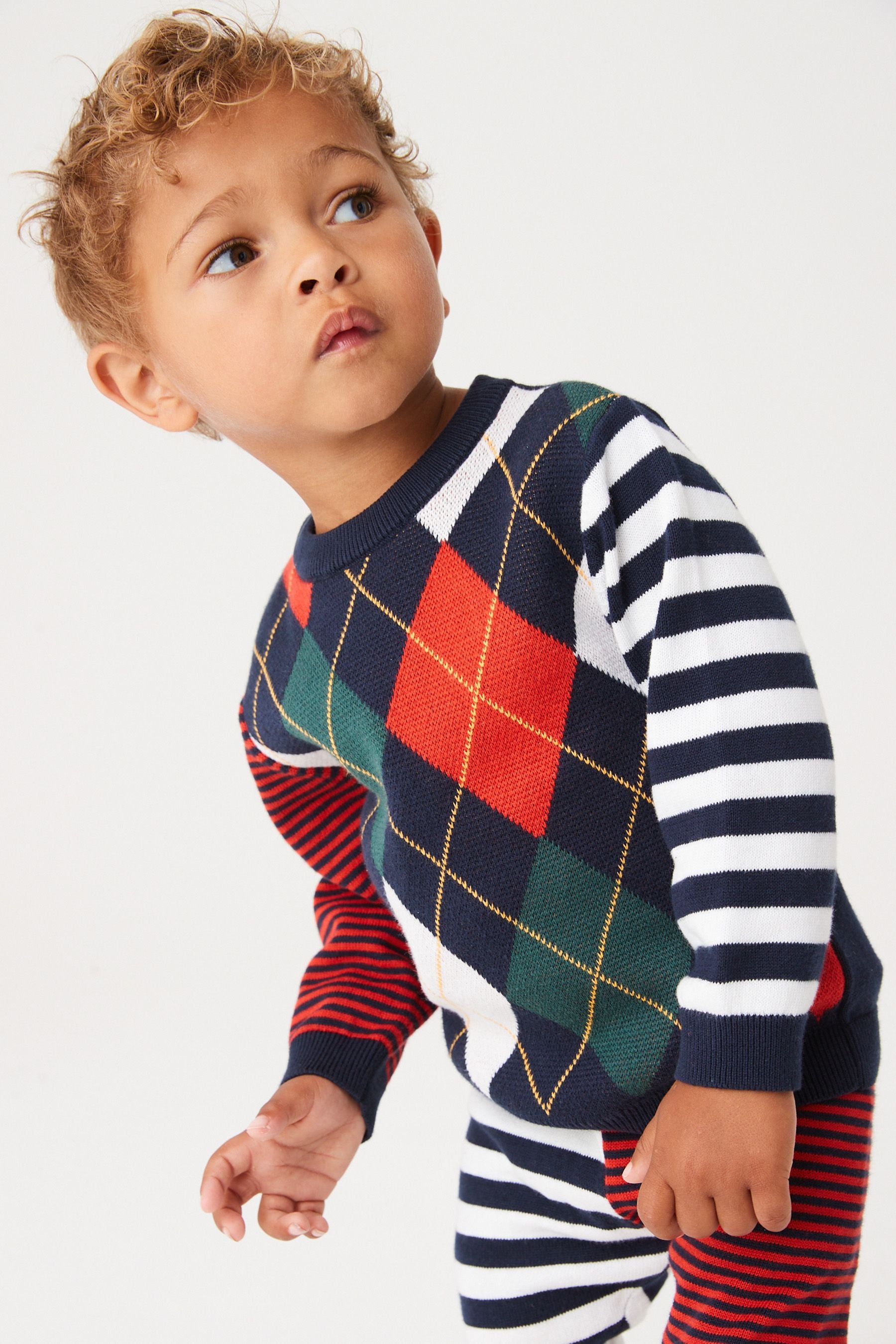 Navy Blue Argyle Patterned Jumper (3mths-7yrs)