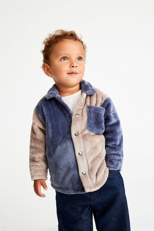 Blue/Ecru Cream Fleece Shirt (3mths-7yrs)