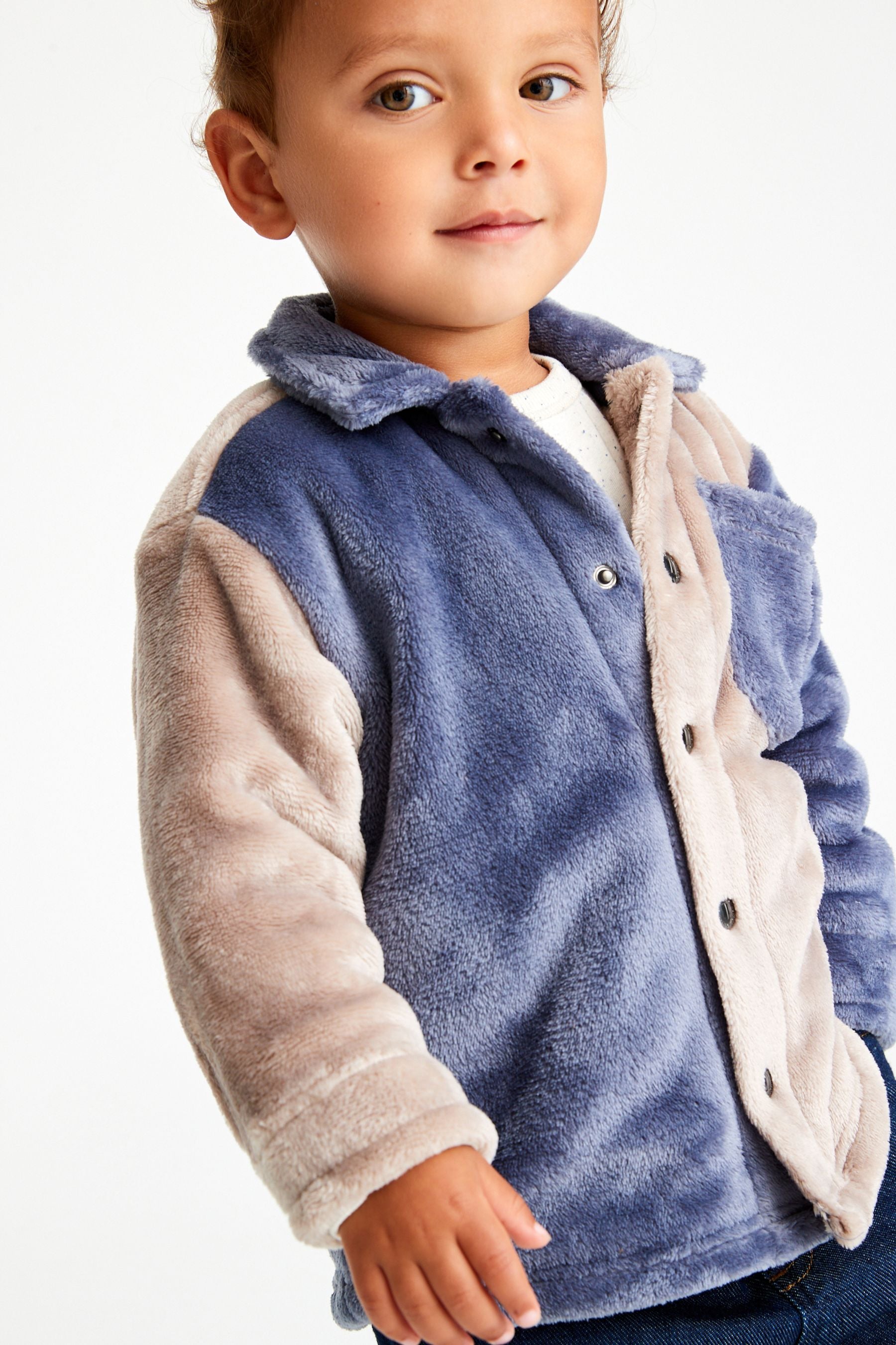 Blue/Ecru Cream Fleece Shirt (3mths-7yrs)