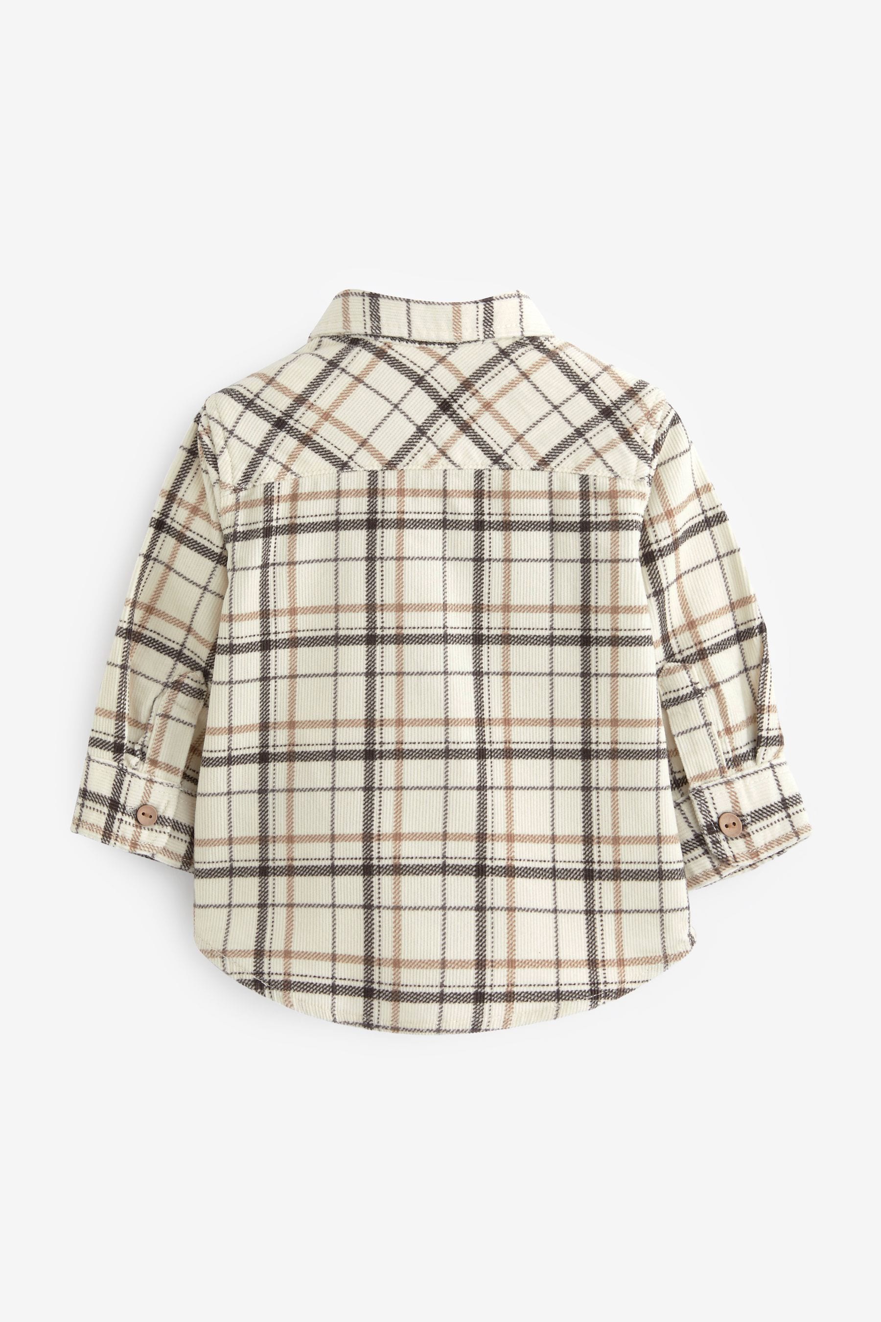 White With Grey Check Long Sleeve Cord Shirt (3mths-7yrs)