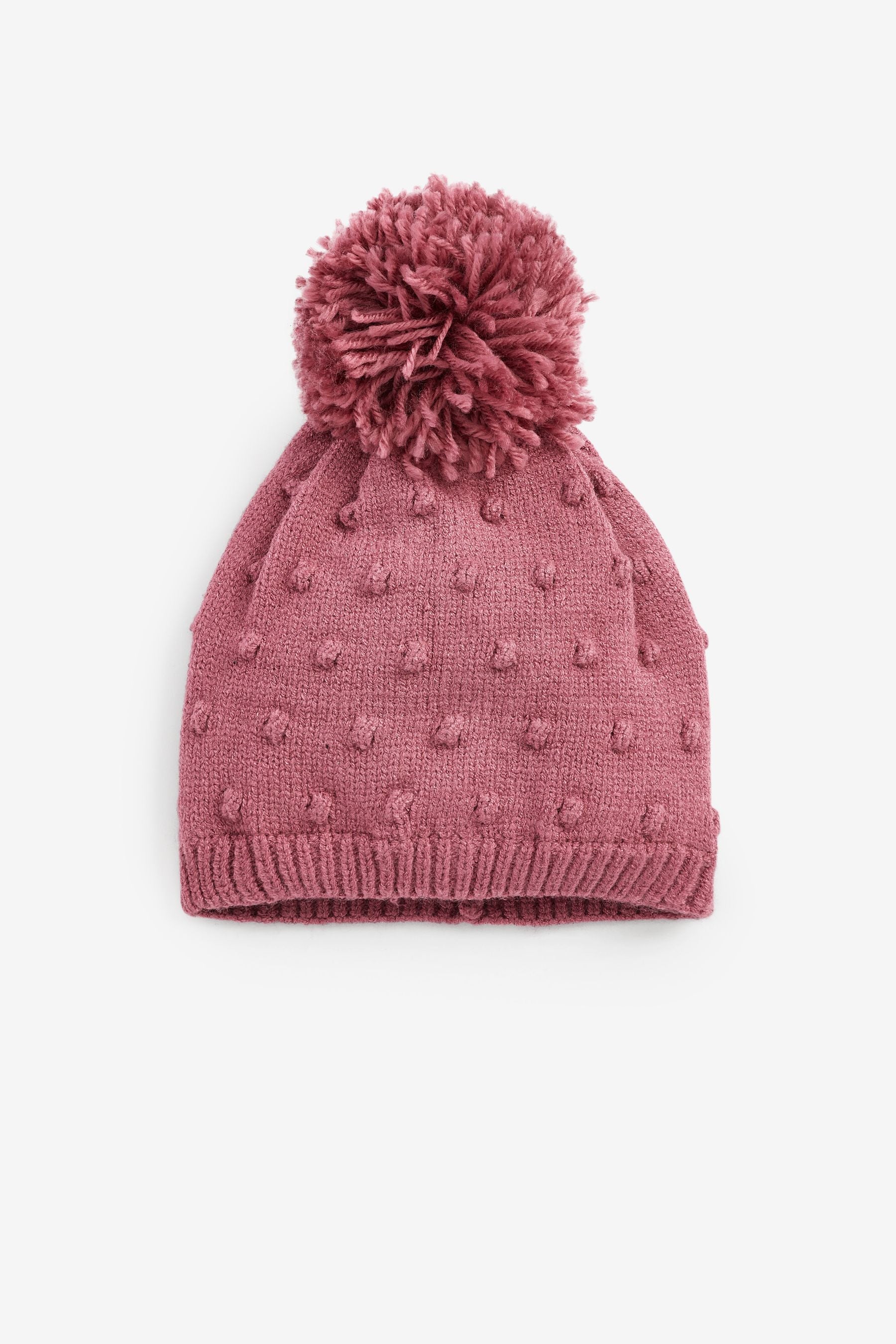 Pink Lightweight Knitted Pom Pom Hat (3mths-10yrs)