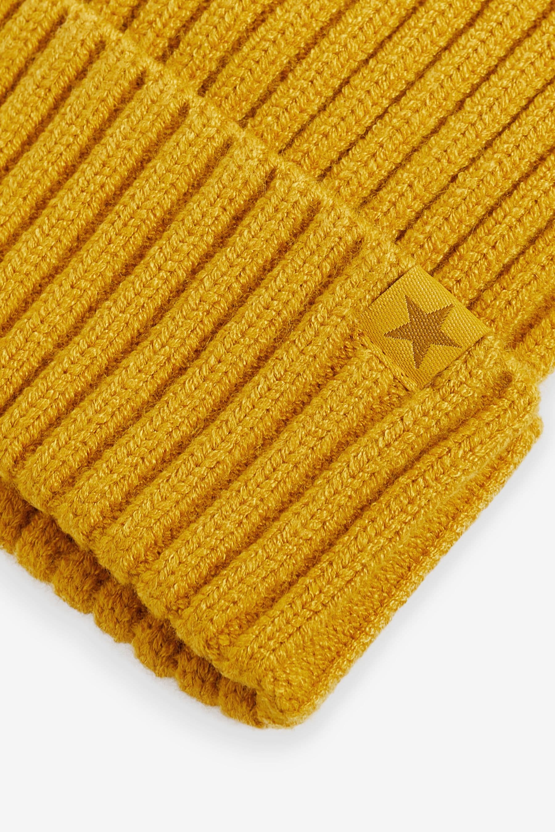 Ochre Yellow Rib Beanie Hat (1-16yrs)