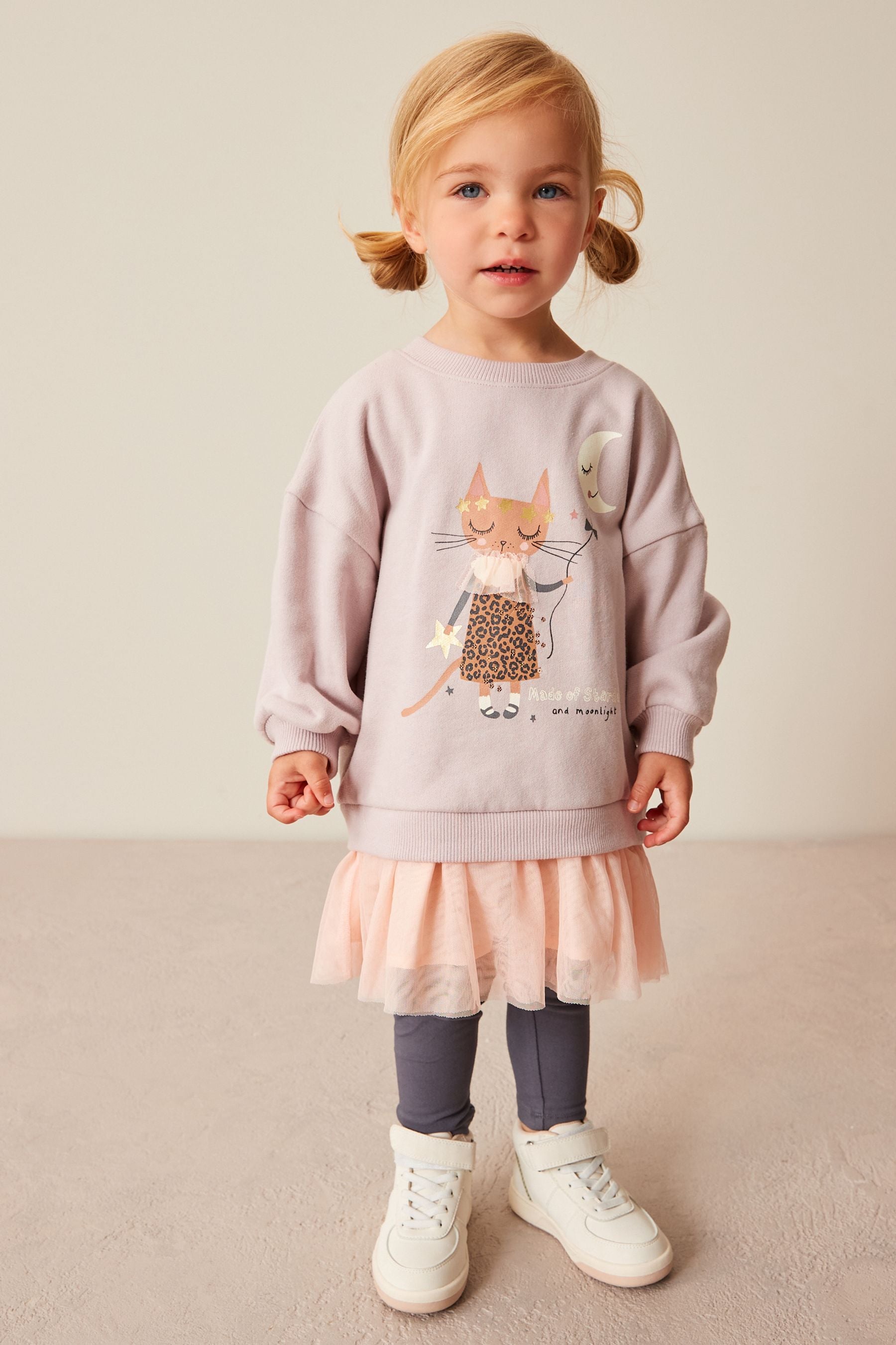 Neutral 2-In-1 Sequin Sweatshirt Party Dress (3mths-7yrs)