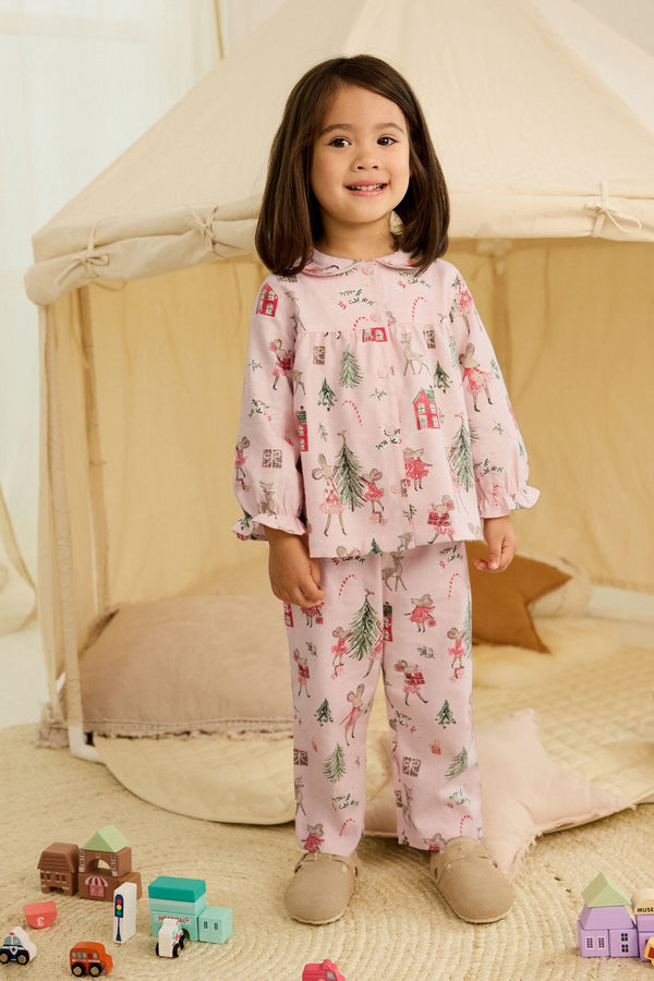 Pink Christmas Mouse Long Sleeve Pyjama Set (9mths-8yrs)