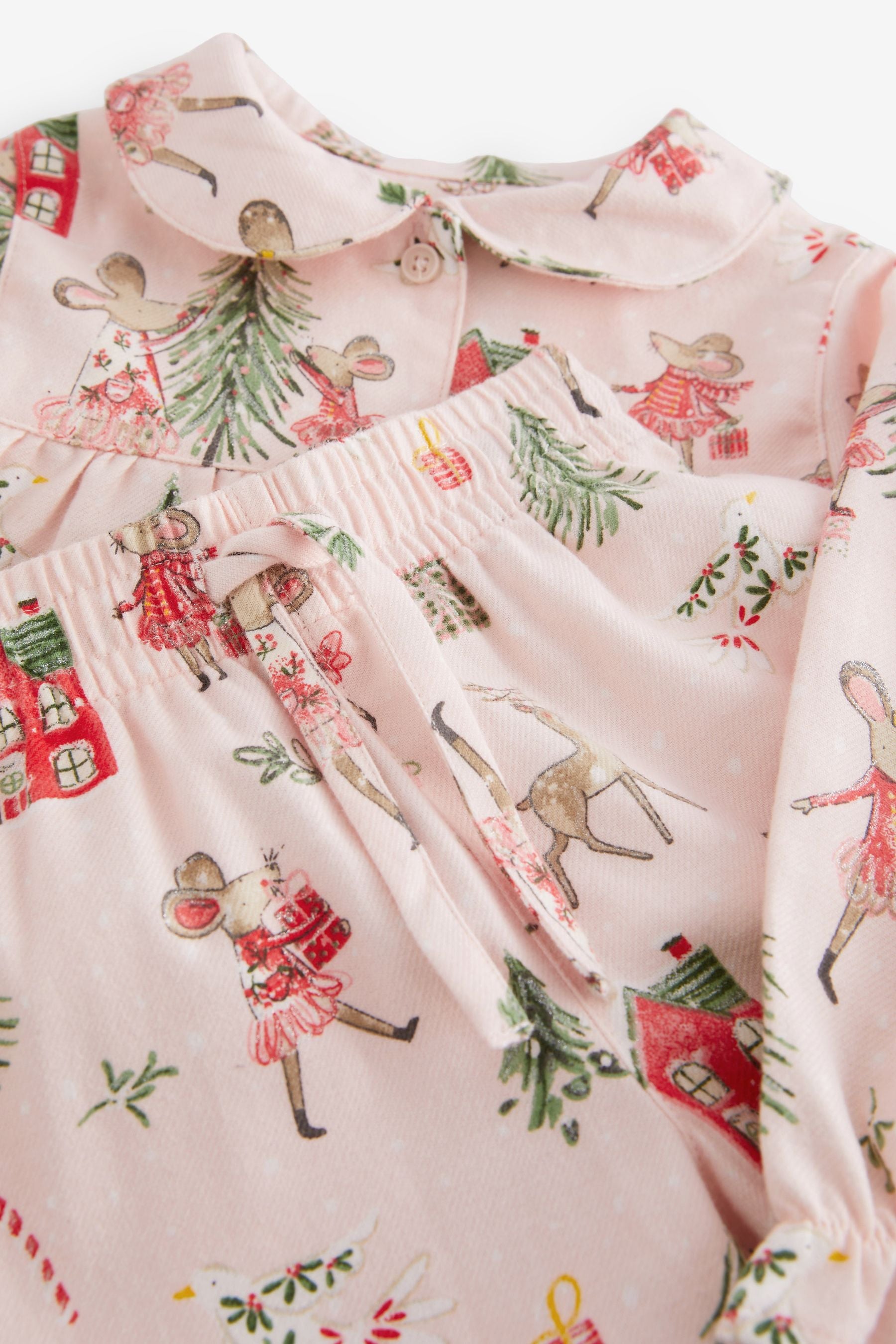 Pink Christmas Mouse Long Sleeve Pyjama Set (9mths-8yrs)