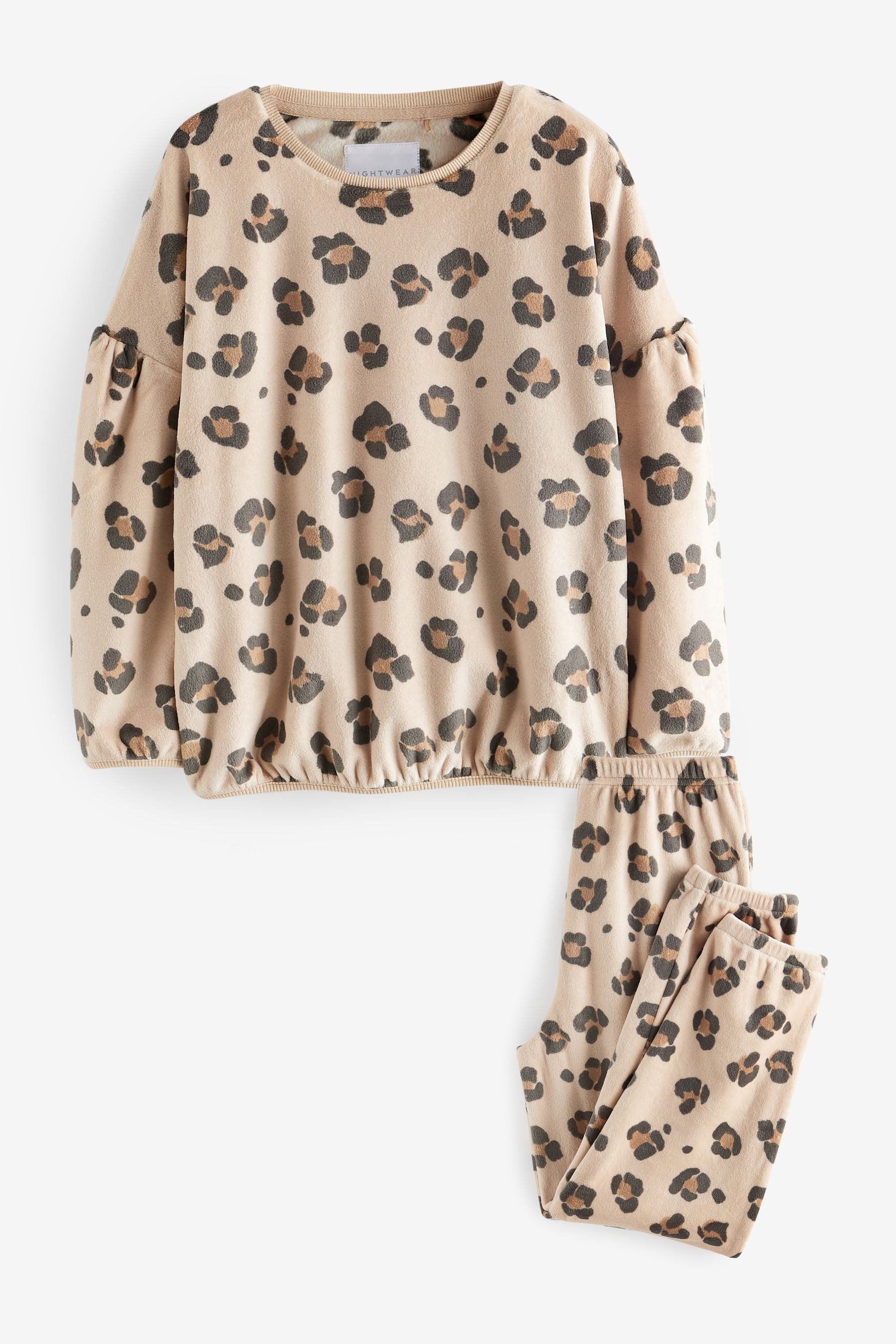 Neutral Animal Print Cosy Fleece Pyjamas (3-16yrs)