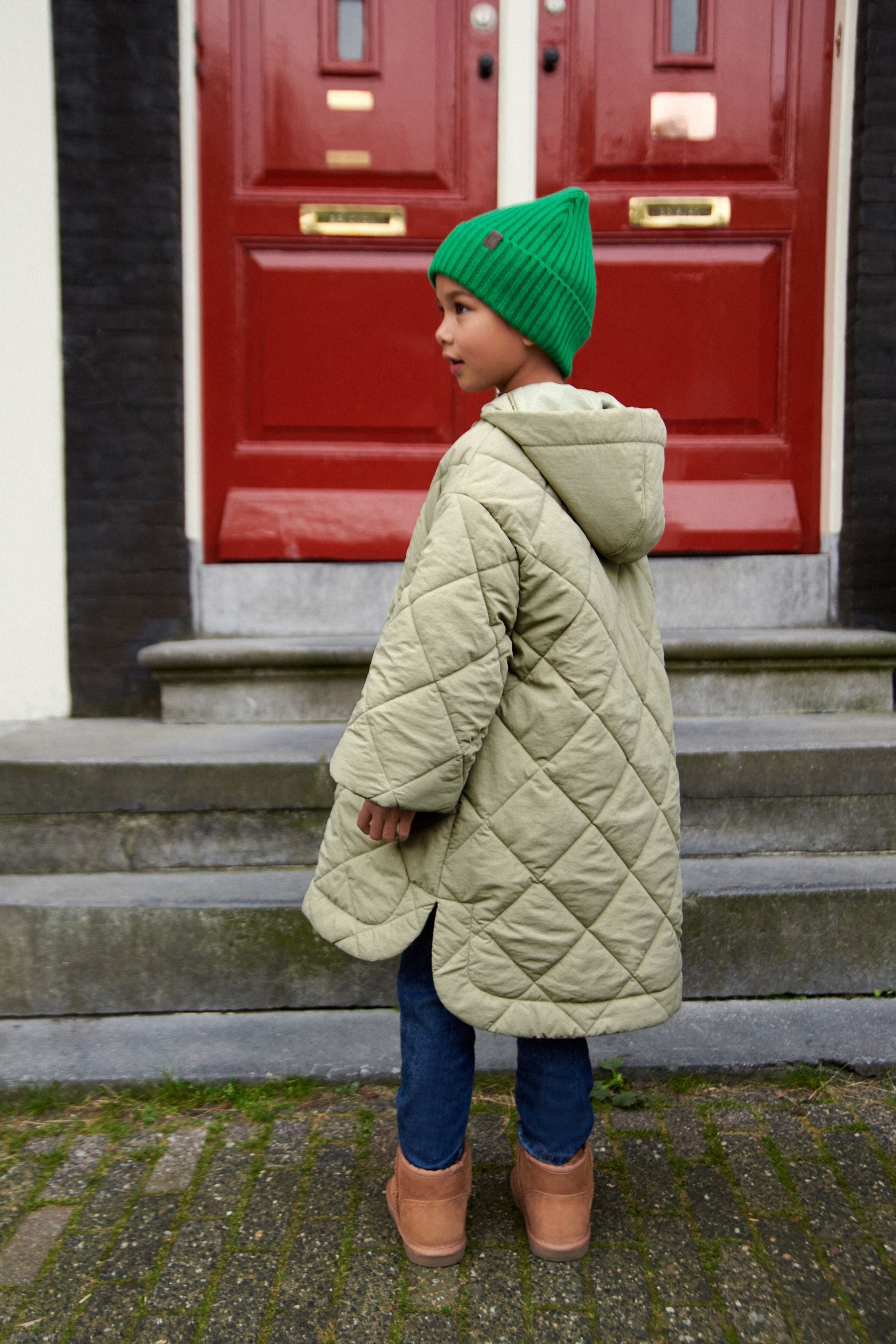 Khaki Green Shower Resistant Padded Coat (3-16yrs)