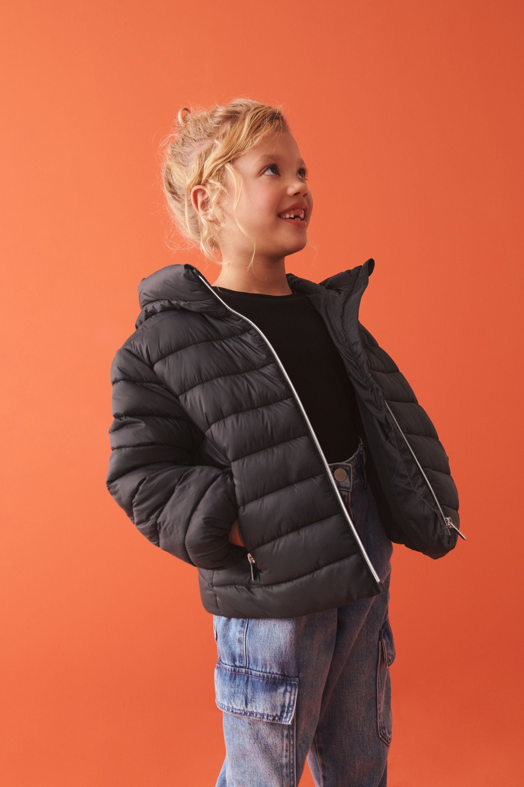 Black Shower Resistant Padded Coat (3-16yrs)