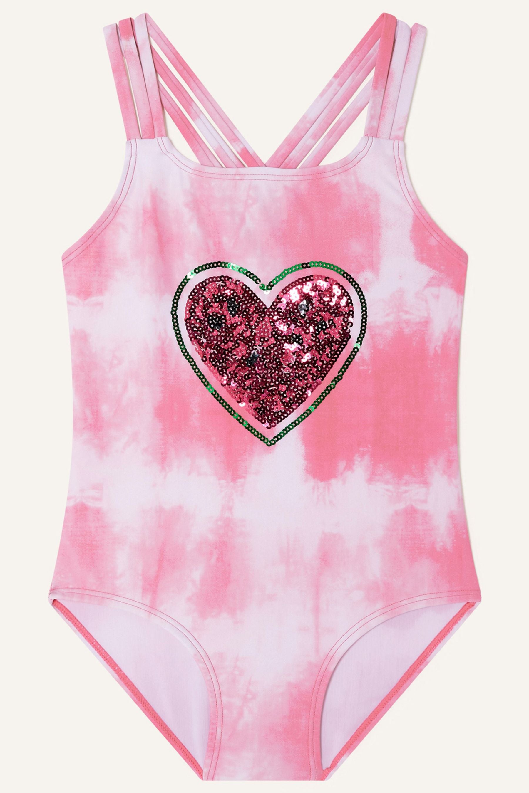 Monsoon Red Tie-Dye Sequin Heart Swimsuit