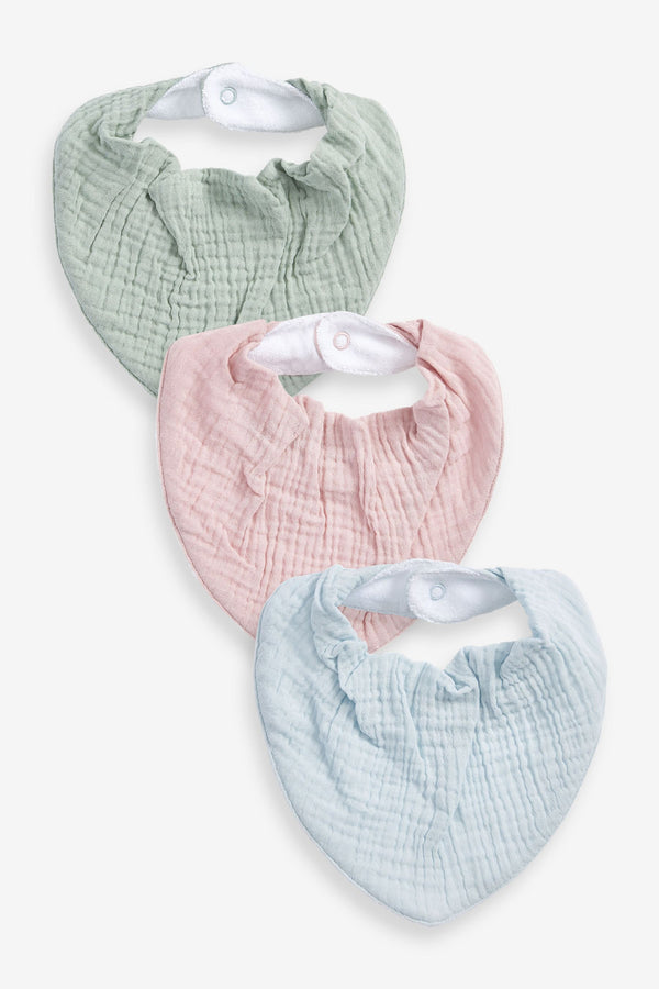 Blue/Green 3 Pack Baby Muslin Bibs