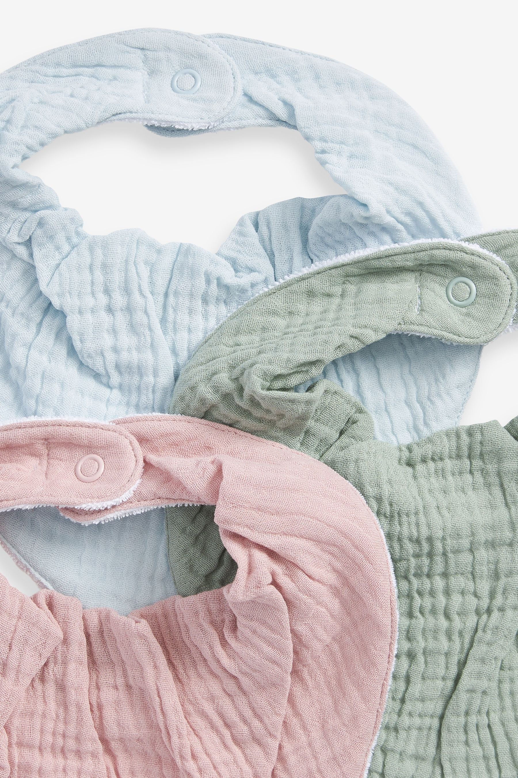 Blue/Green 3 Pack Baby Muslin Bibs