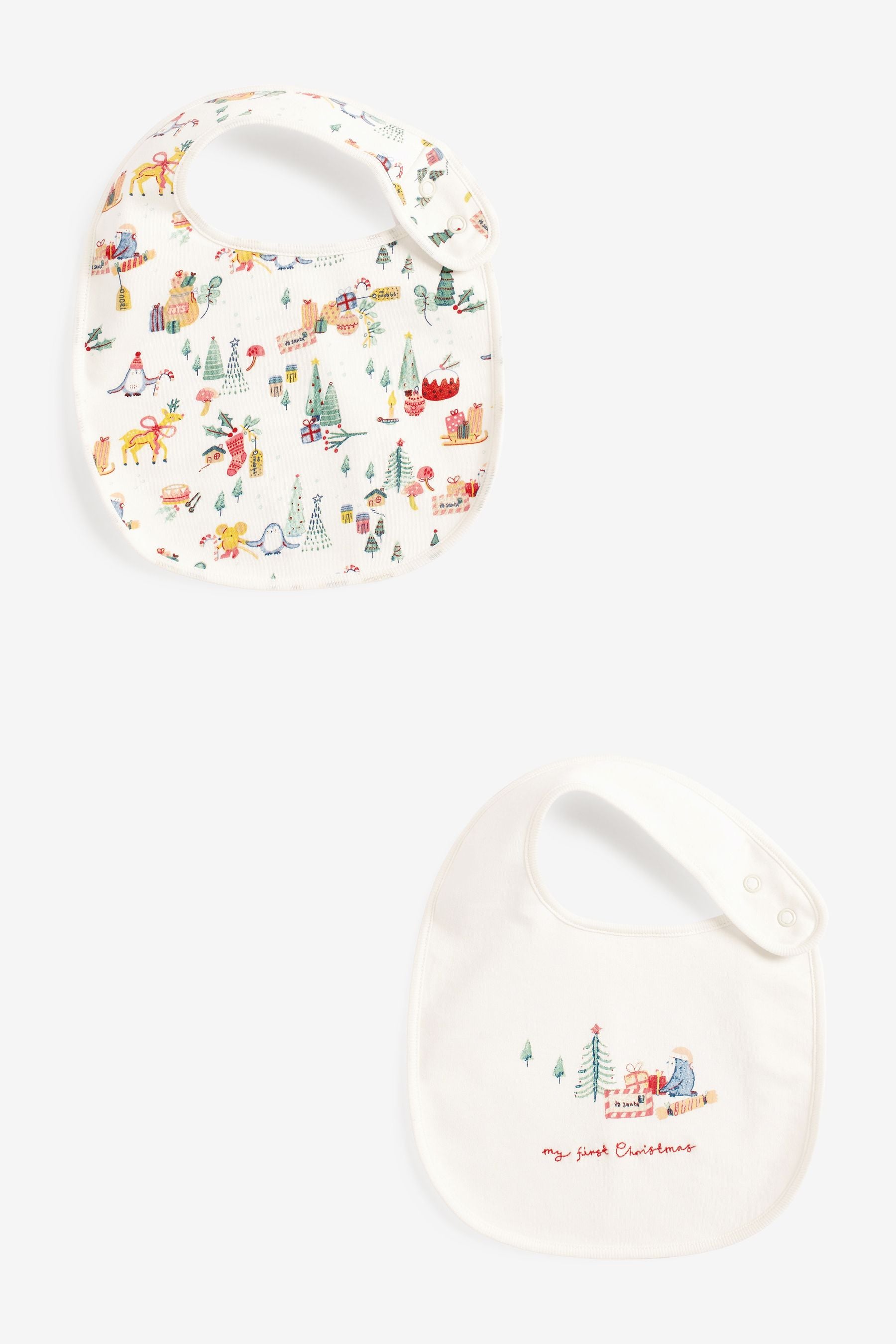 My First Christmas 2 Pack Baby Bibs