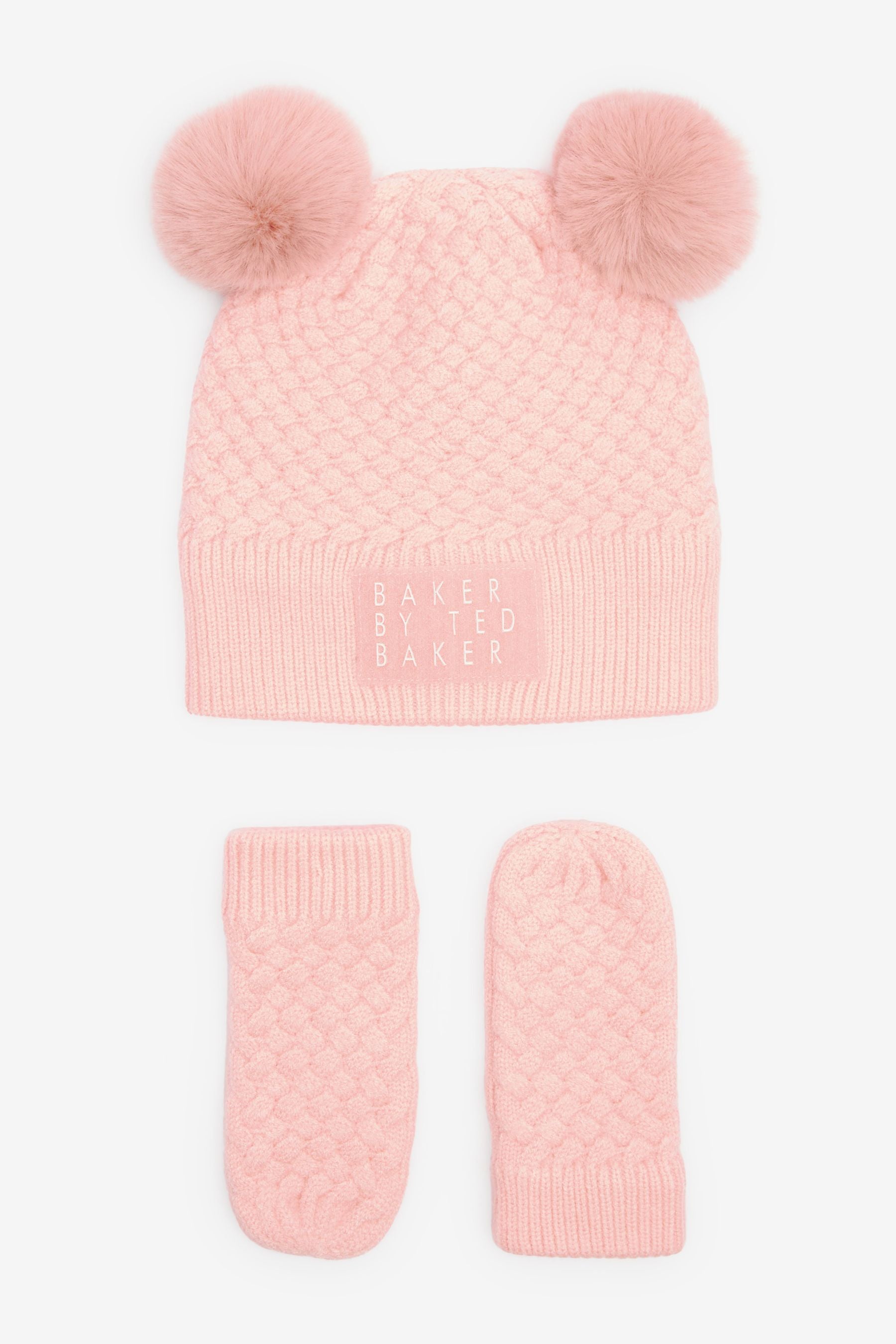 Pink Baker by Ted Baker Pom Pom Hat Set