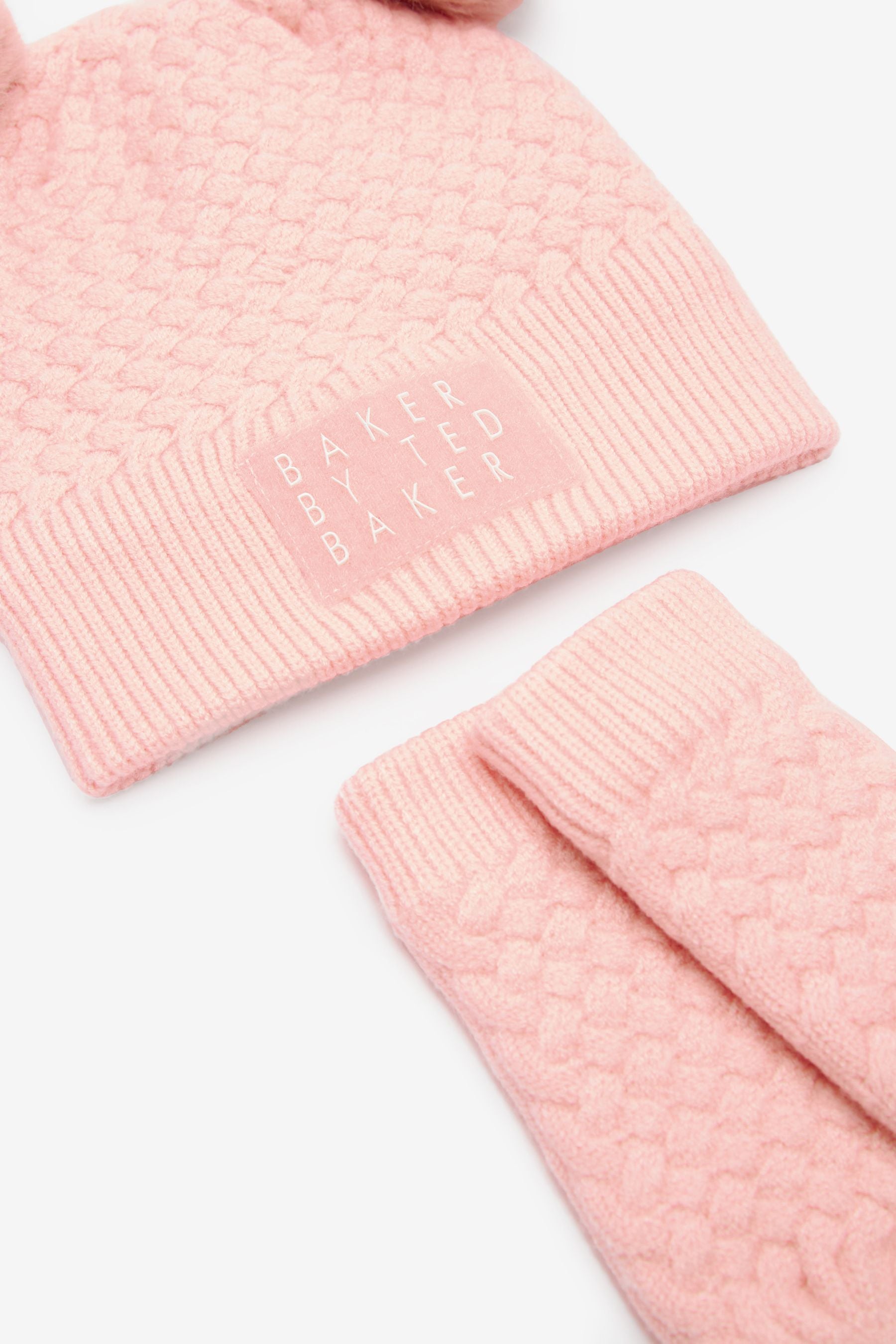 Pink Baker by Ted Baker Pom Pom Hat Set