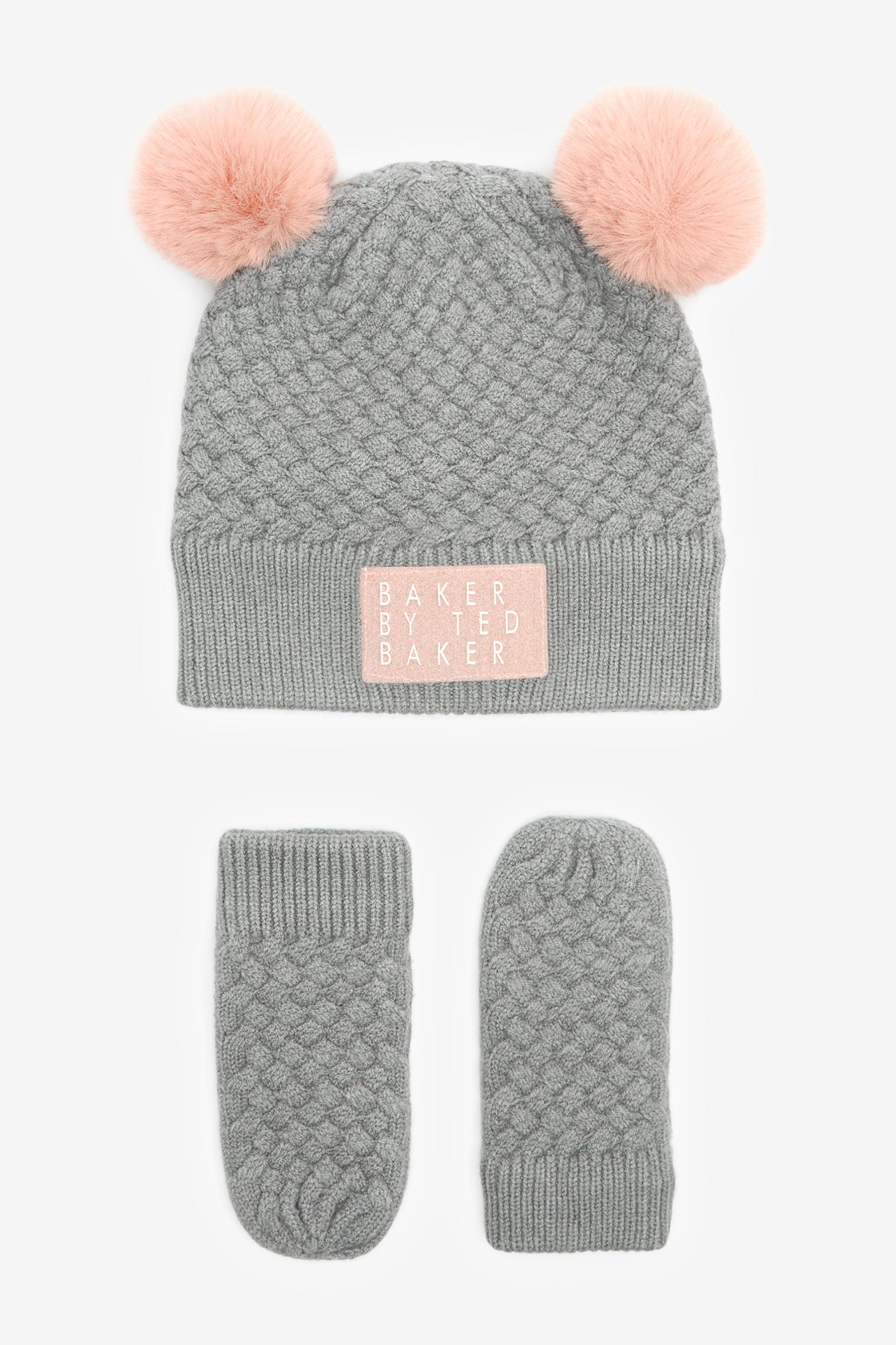 Grey Baker by Ted Baker Pom Pom Hat Set