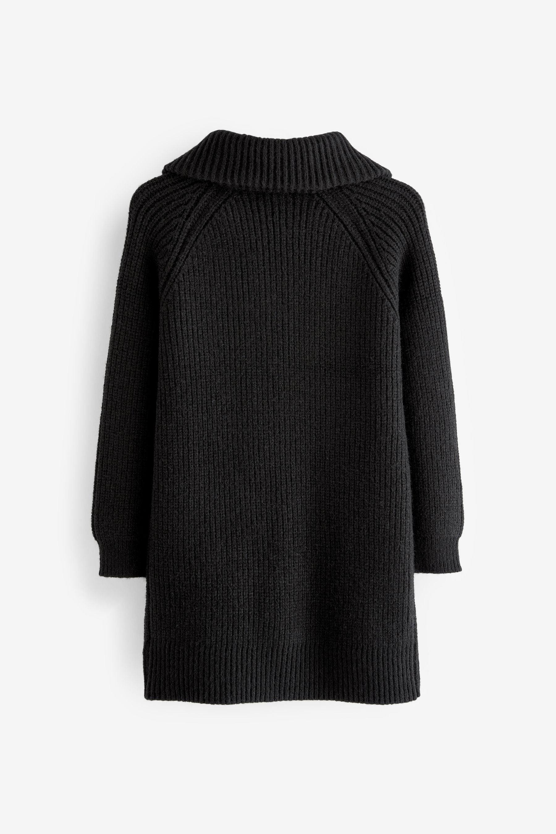 Black Half Zip Knitted Jumper Dress (3-16yrs)