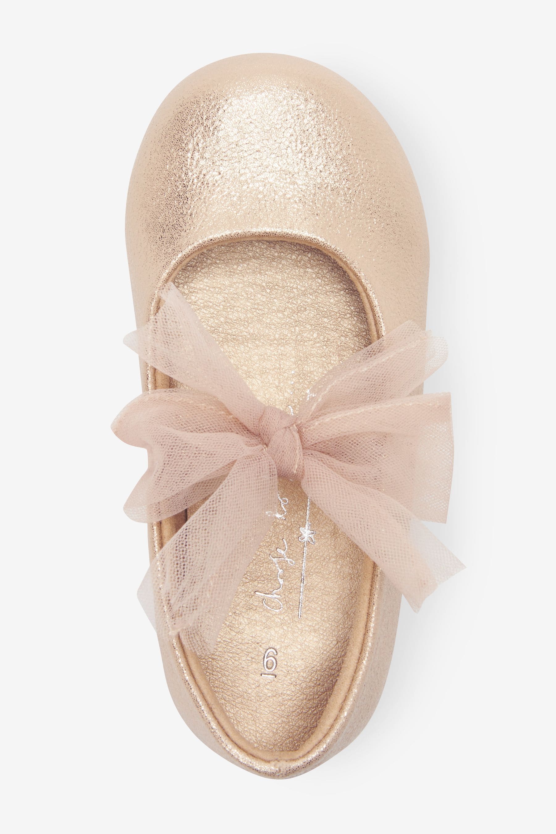 Gold Bow Mary Jane Occasion Shoes