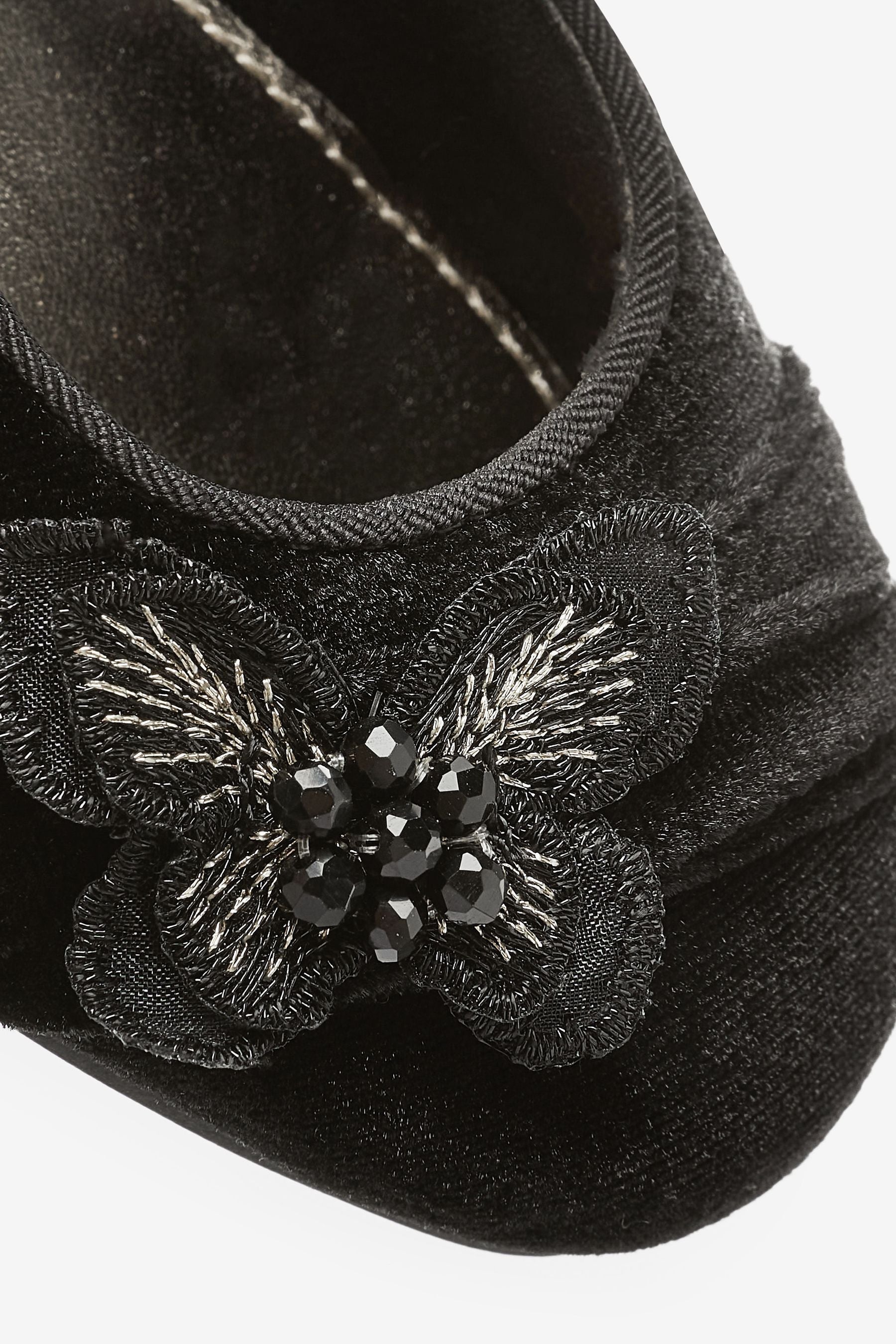 Black Velvet Butterfly Mary Jane Shoes