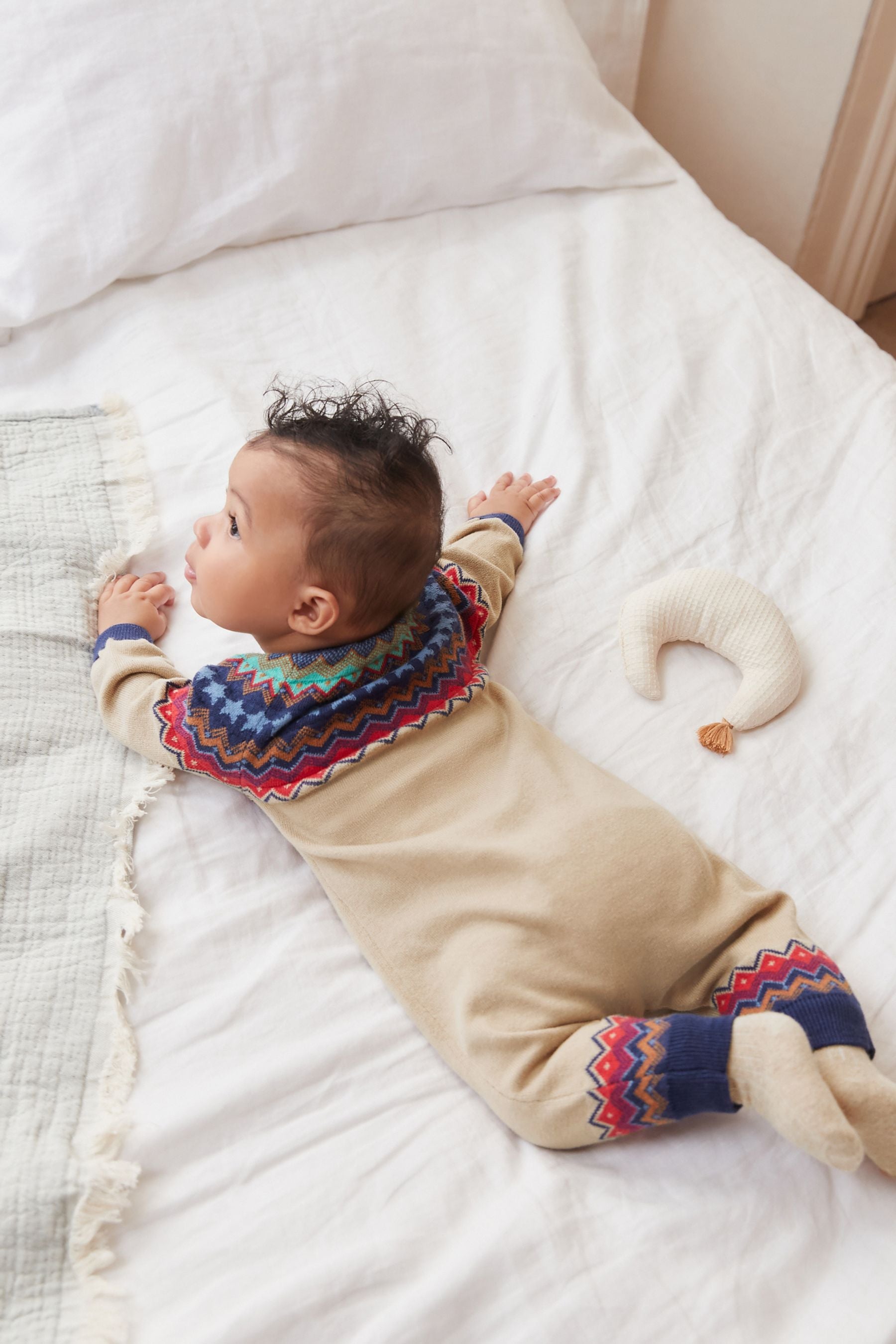 Brown Fairisle Knitted Baby Romper (0mths-2yrs)