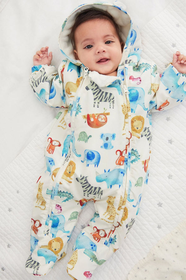 Animal Print Lightweight Baby All-In-One Pramsuit (0mths-2yrs)