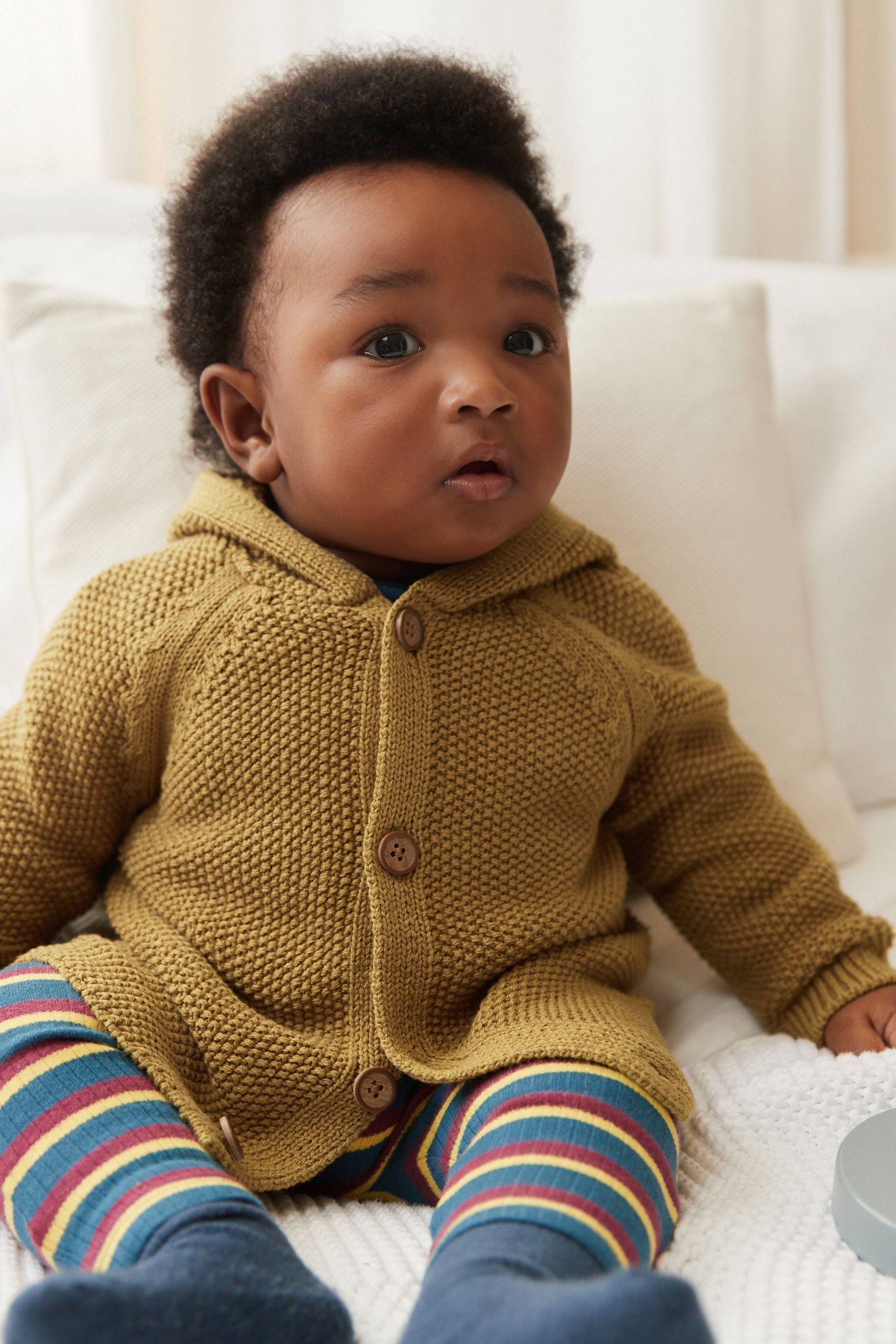 Yellow Citrine Knitted Baby Bear Cardigan (0mths-3yrs)