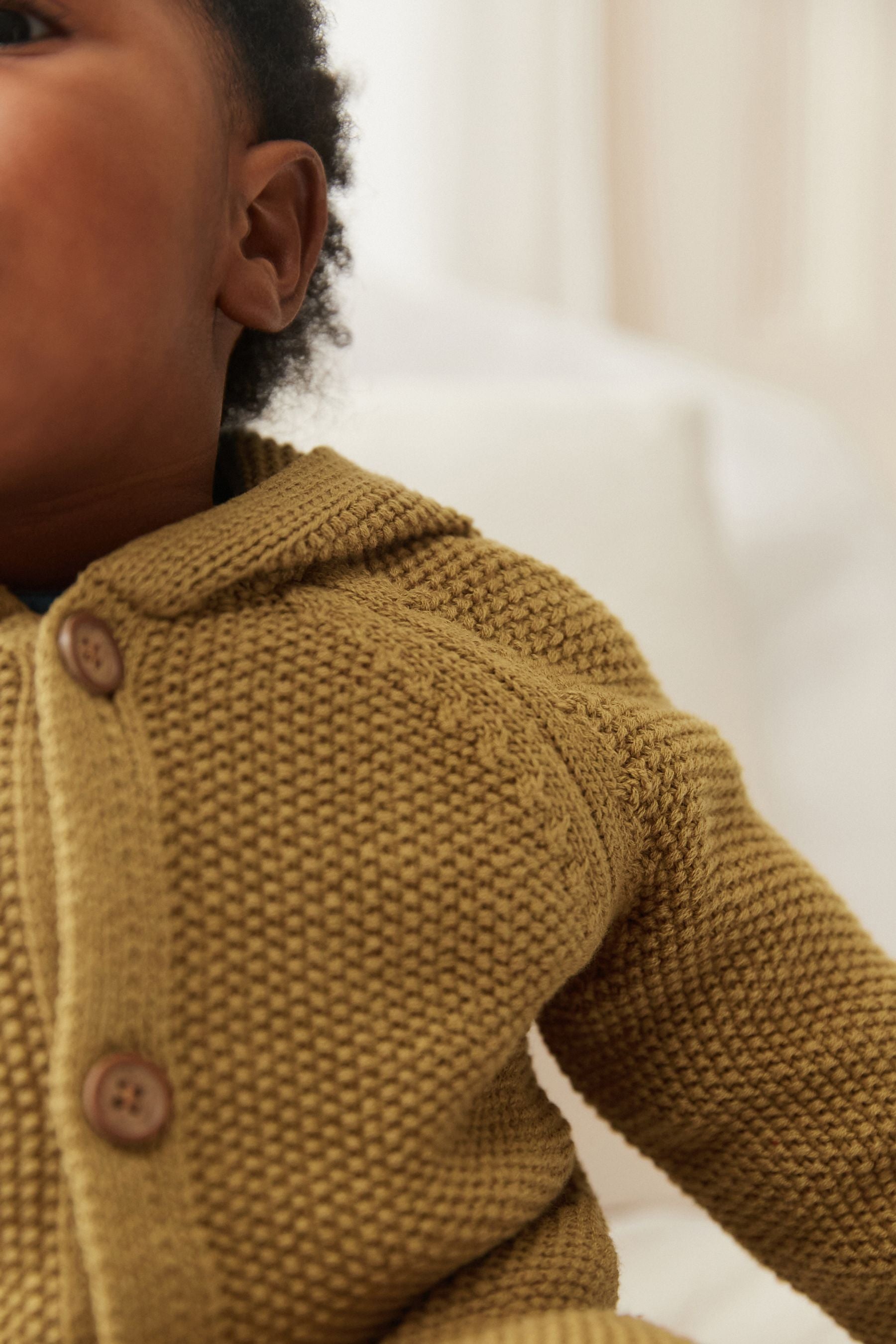 Yellow Citrine Knitted Baby Bear Cardigan (0mths-3yrs)