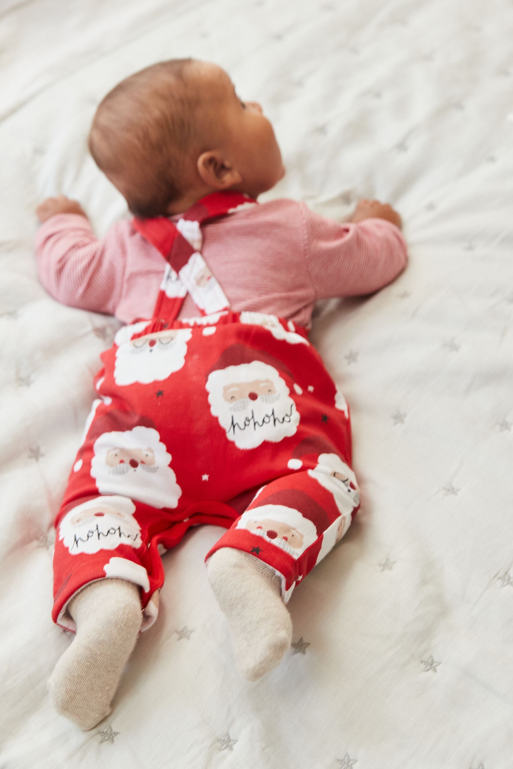 Red Santa Baby Dungaree And Bodysuit Set (0mths-2yrs)