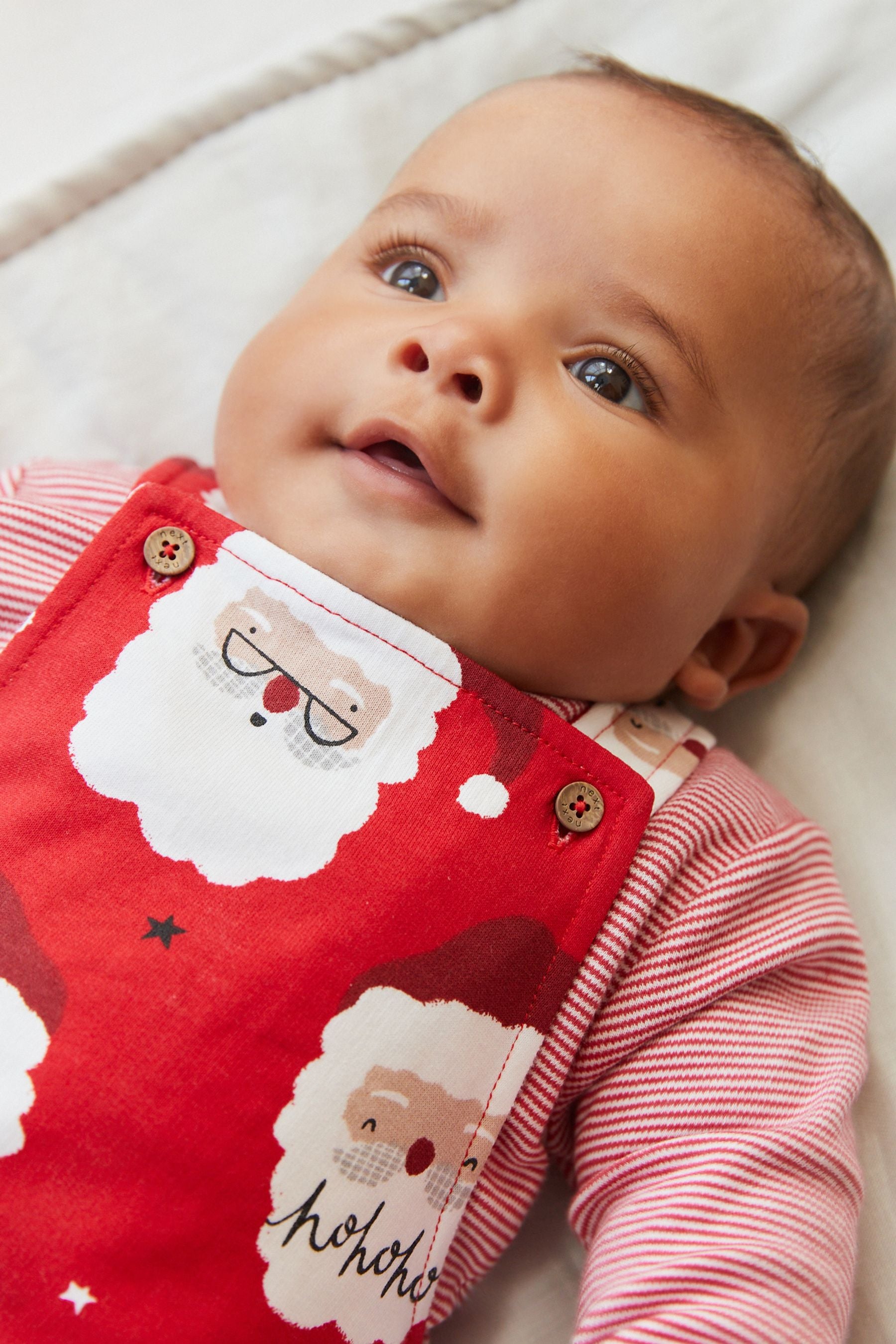 Red Santa Baby Dungaree And Bodysuit Set (0mths-2yrs)