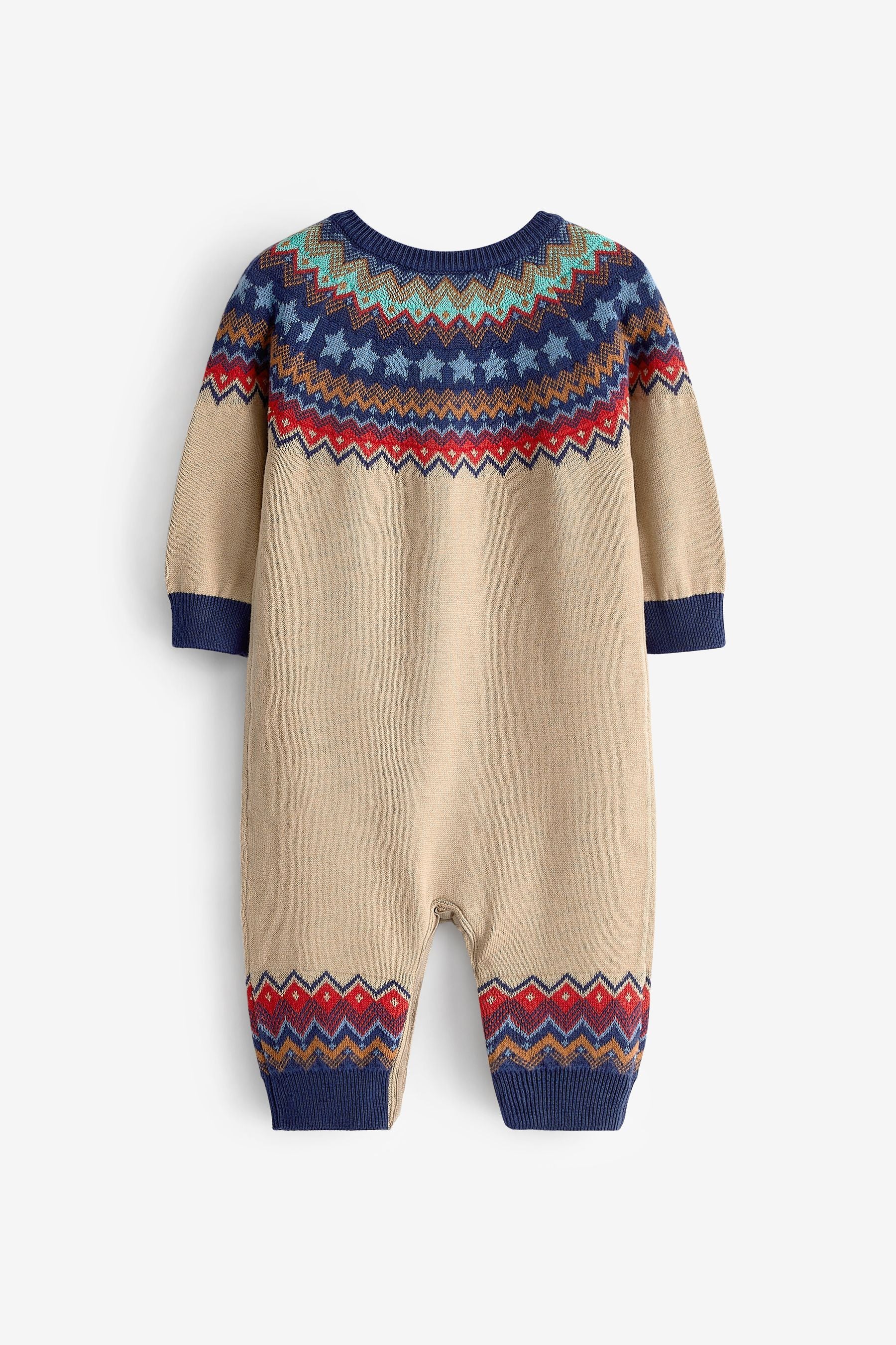 Brown Fairisle Knitted Baby Romper (0mths-2yrs)