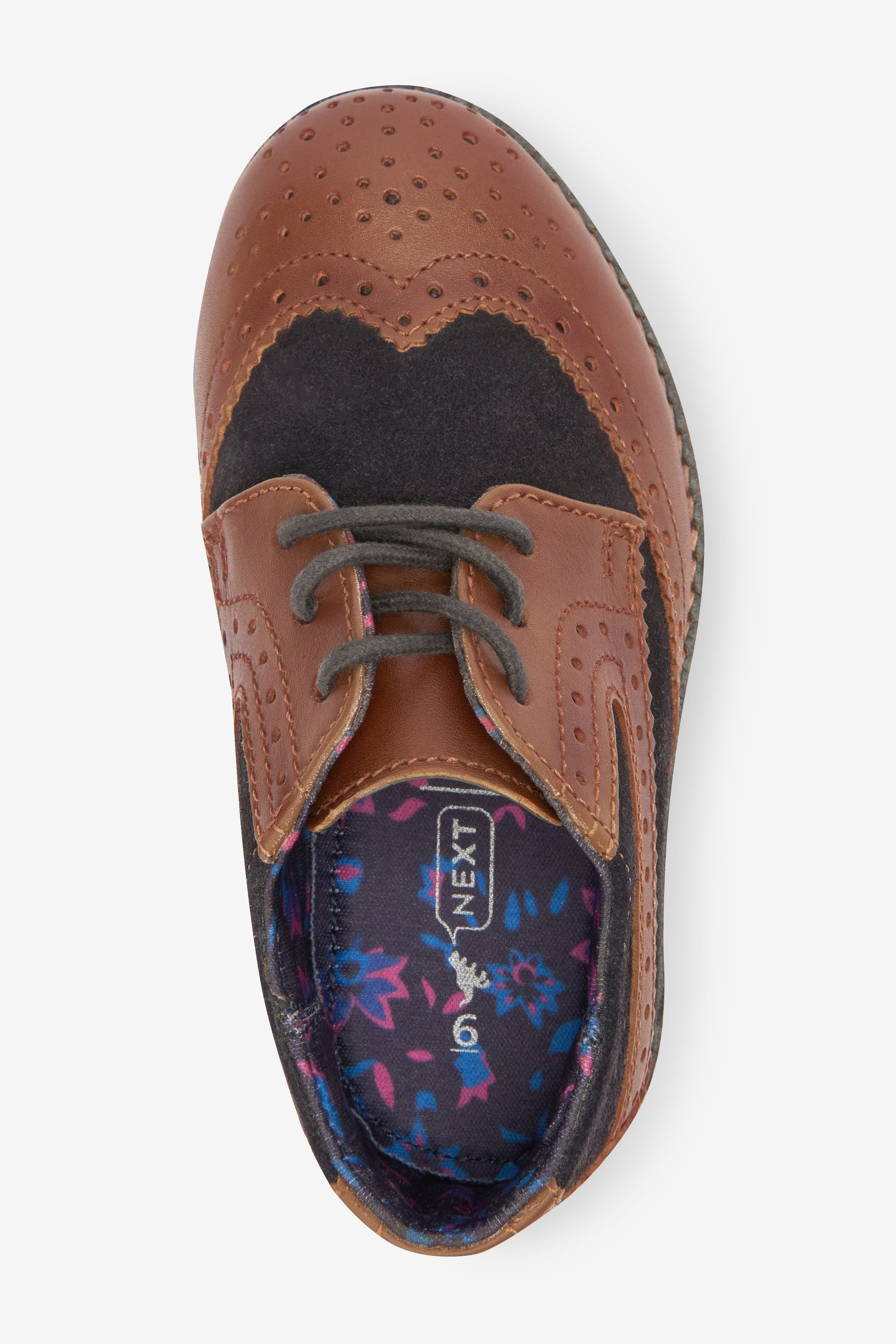 Tan Brown/Navy Blue Smart Leather Brogues Shoes