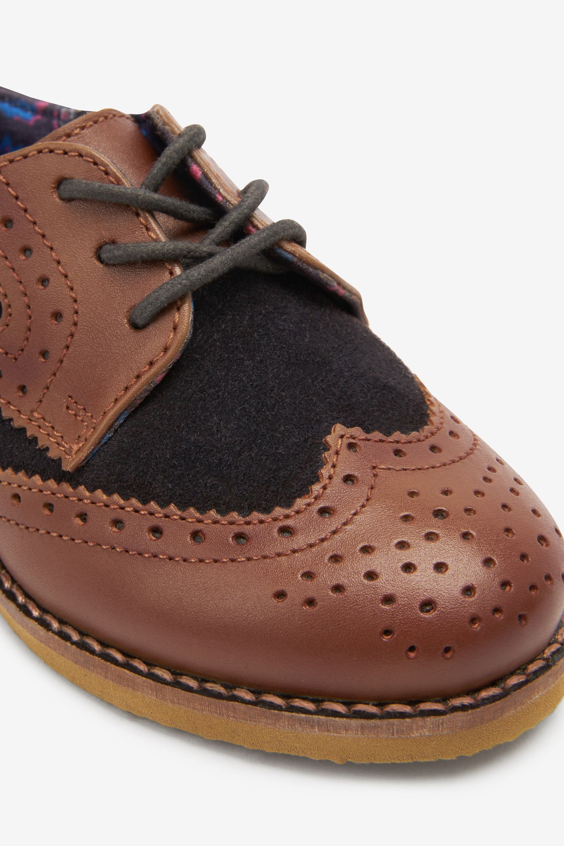 Tan Brown/Navy Blue Smart Leather Brogues Shoes