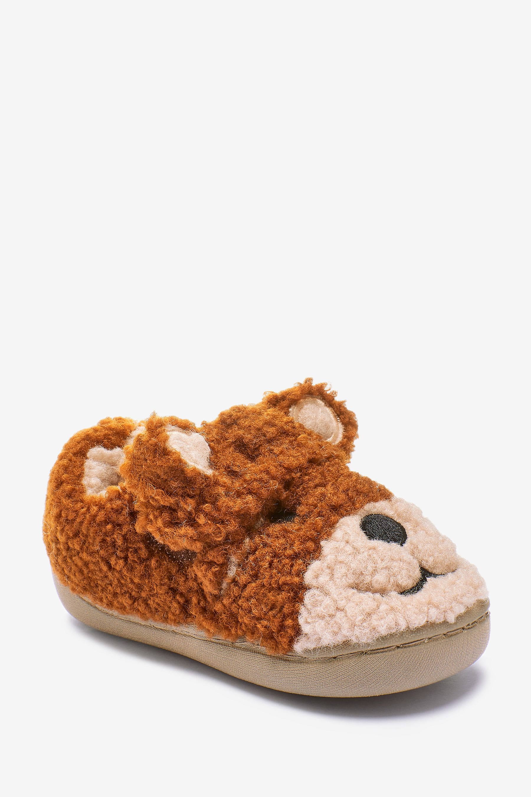 Brown Bear Warm Lined 3D Animal Cupsole Slippers