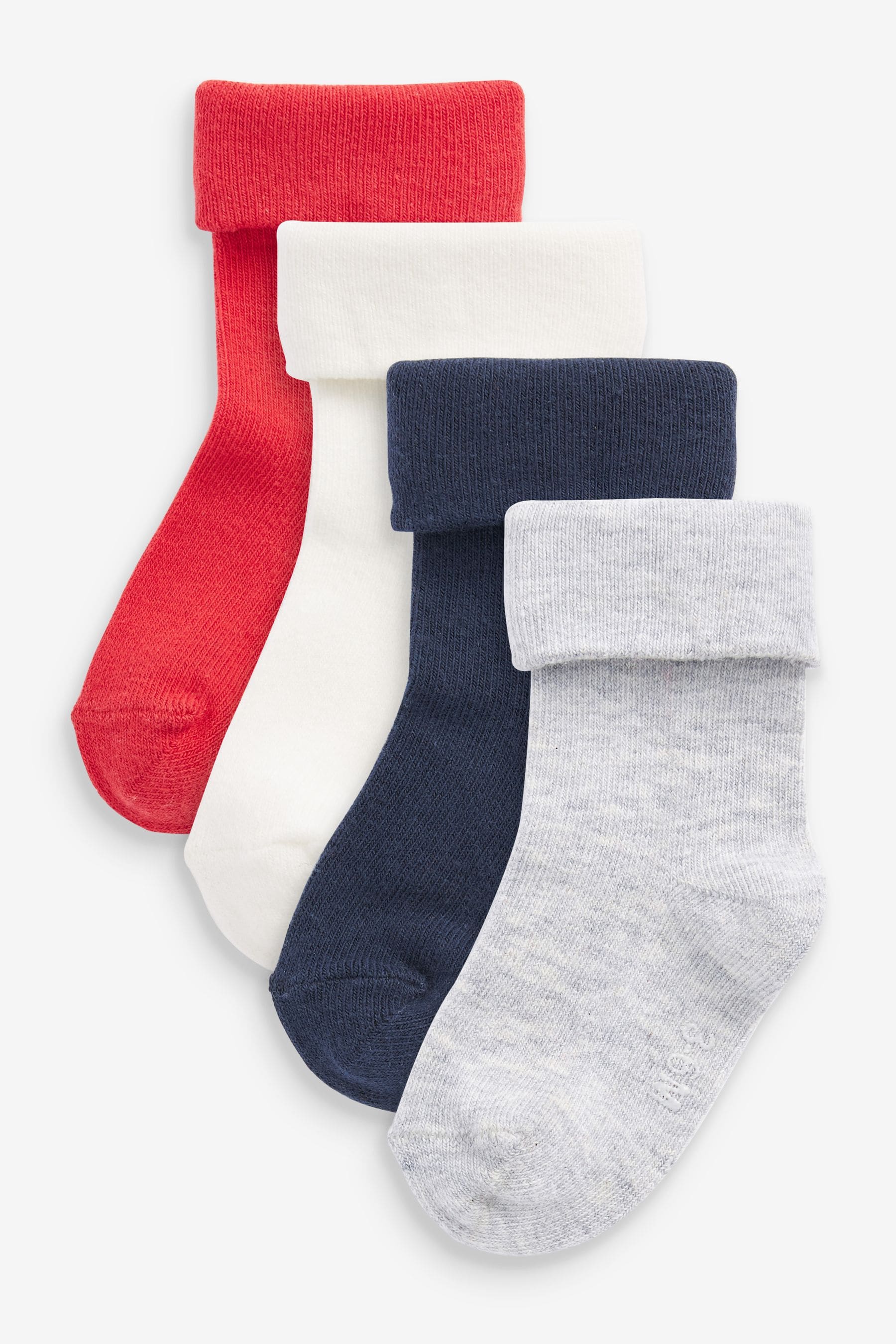 Red/Navy Blue 4 Pack Baby Roll Top Socks (0mths-2yrs)