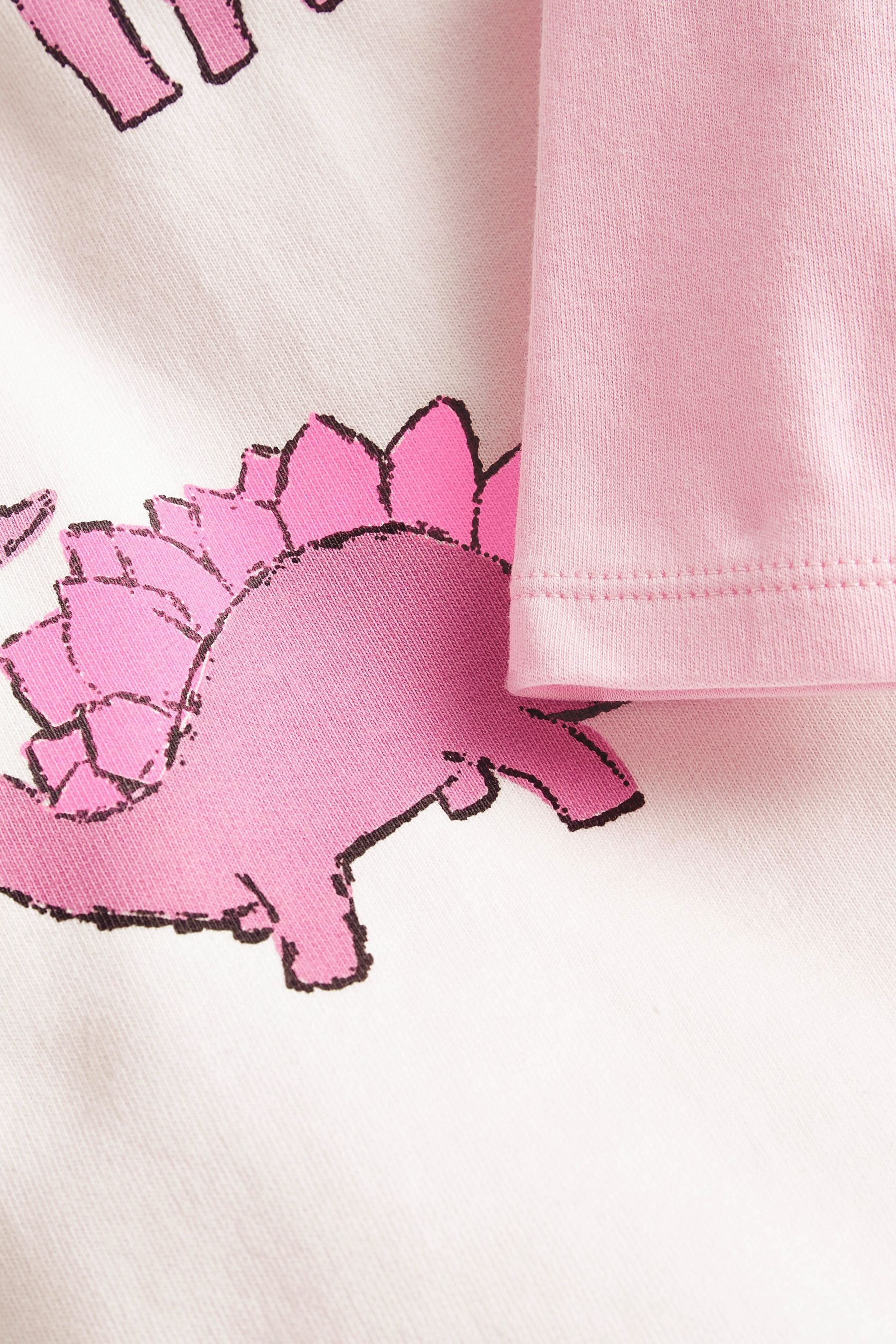 Pink 2 Piece Dino Dungarees And Bodysuit Set