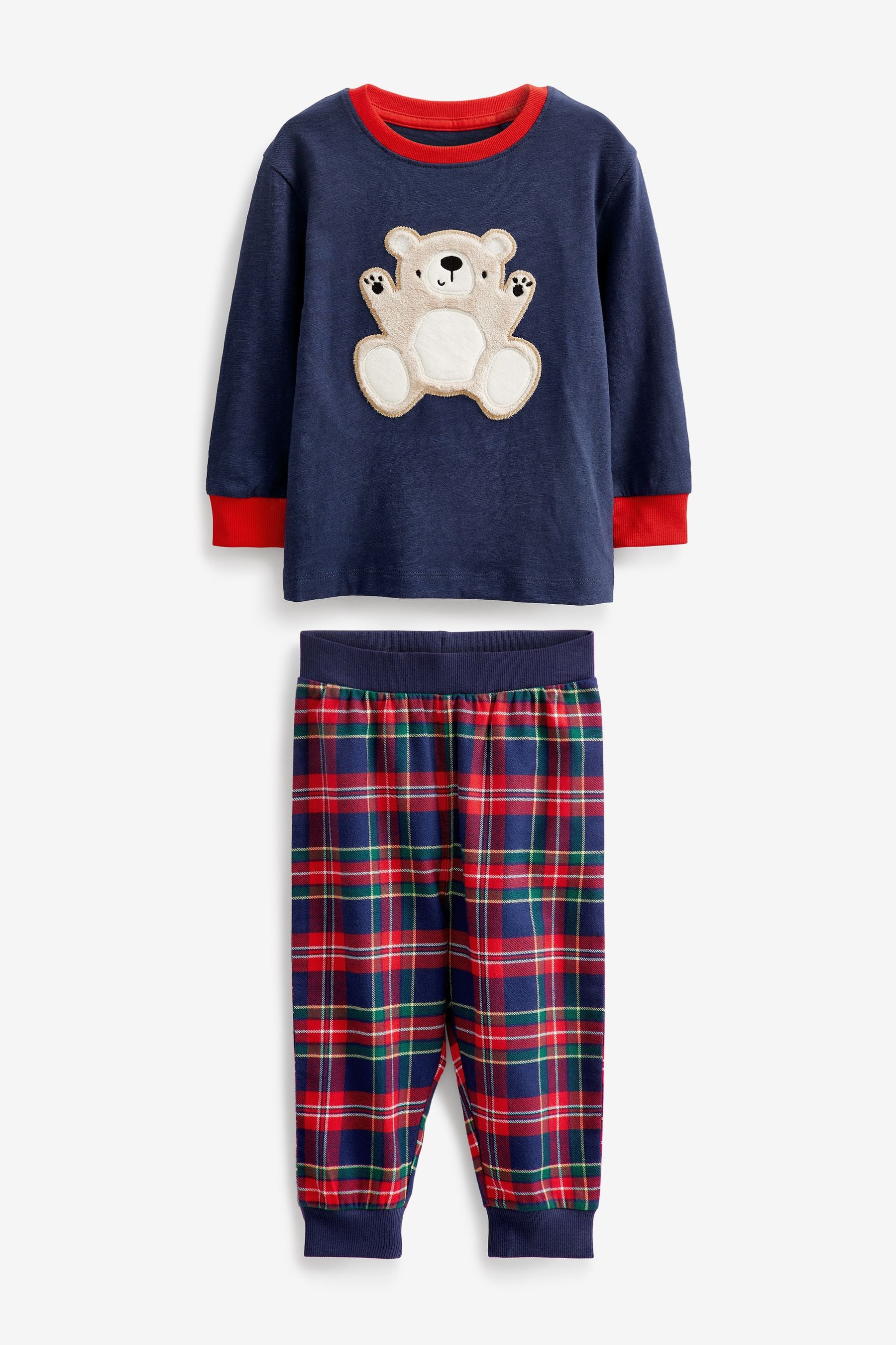 Navy Blue/Red Bear Check Pyjamas (9mths-10yrs)