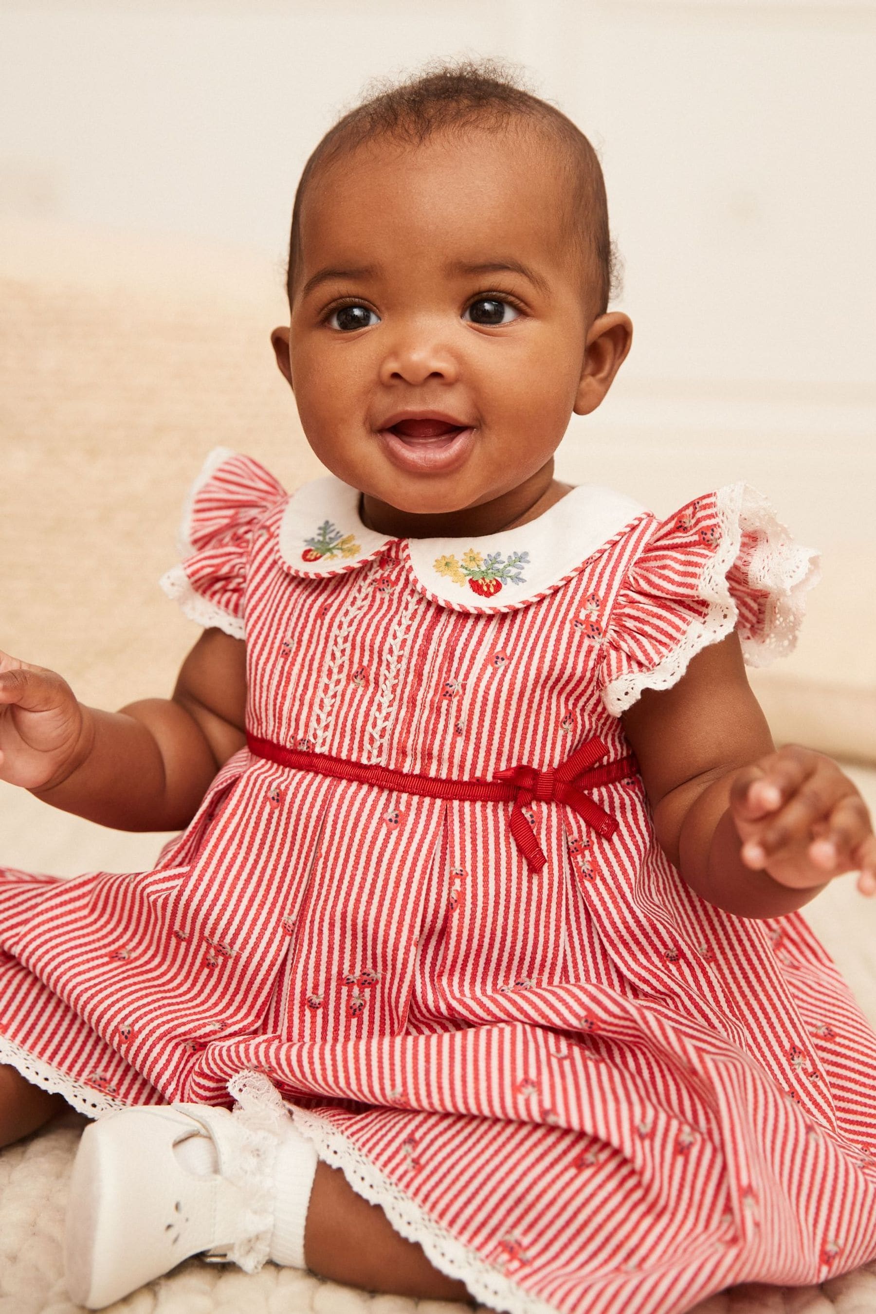 Red Strawberry Print Baby Woven Dress (0mths-2yrs)