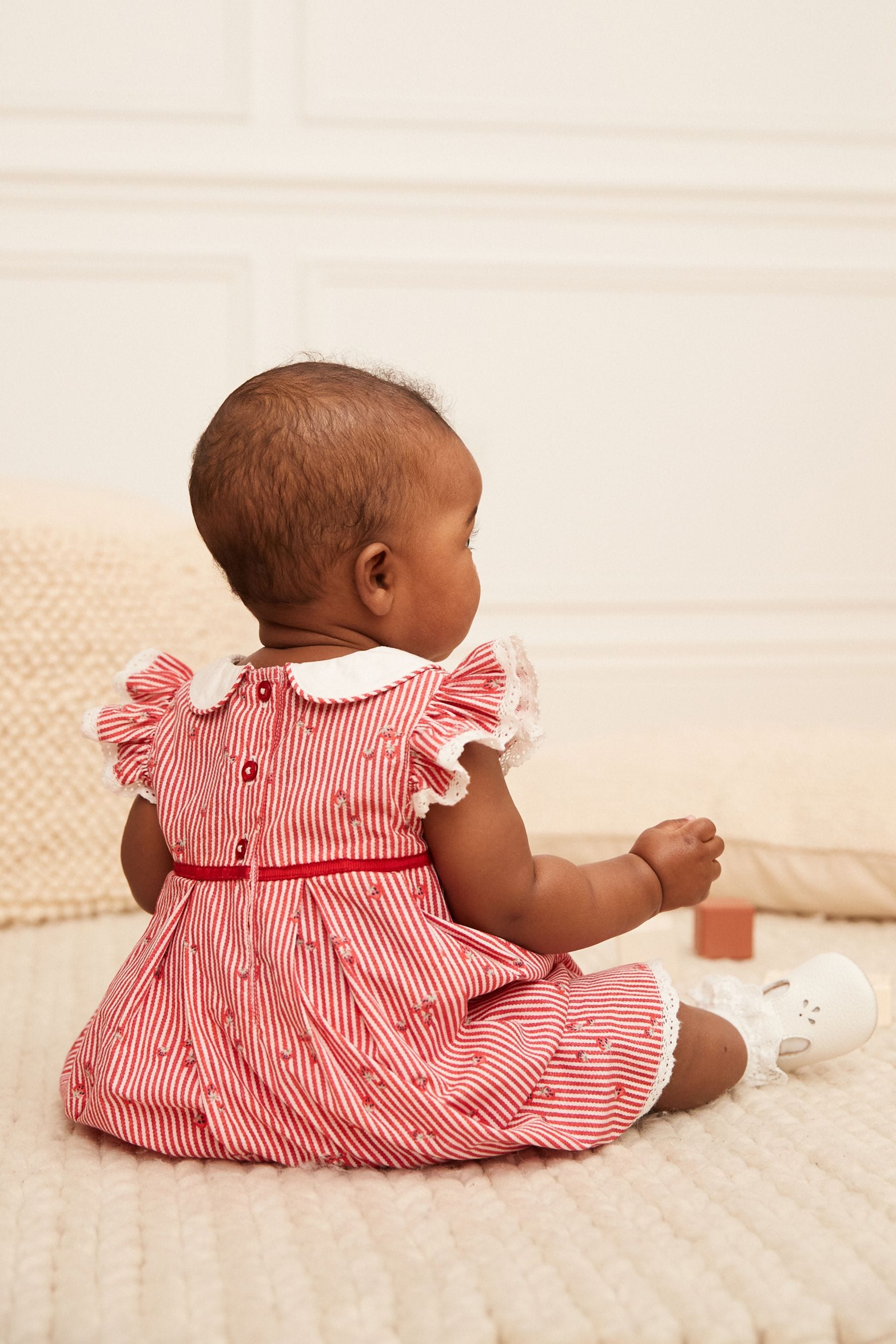 Red Strawberry Print Baby Woven Dress (0mths-2yrs)