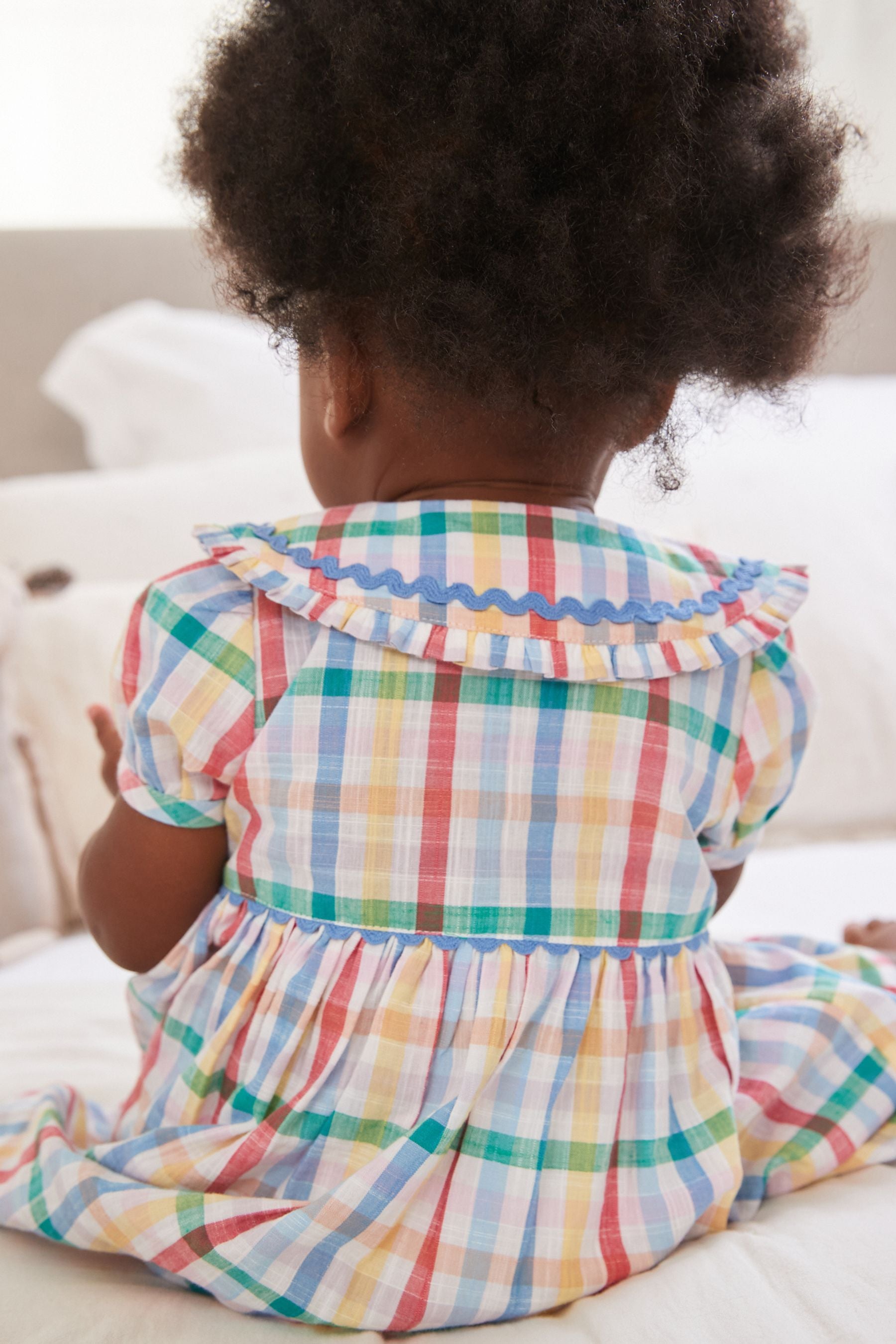 Multi Bright Gingham Baby Woven Collared Dress (0mths-2yrs)