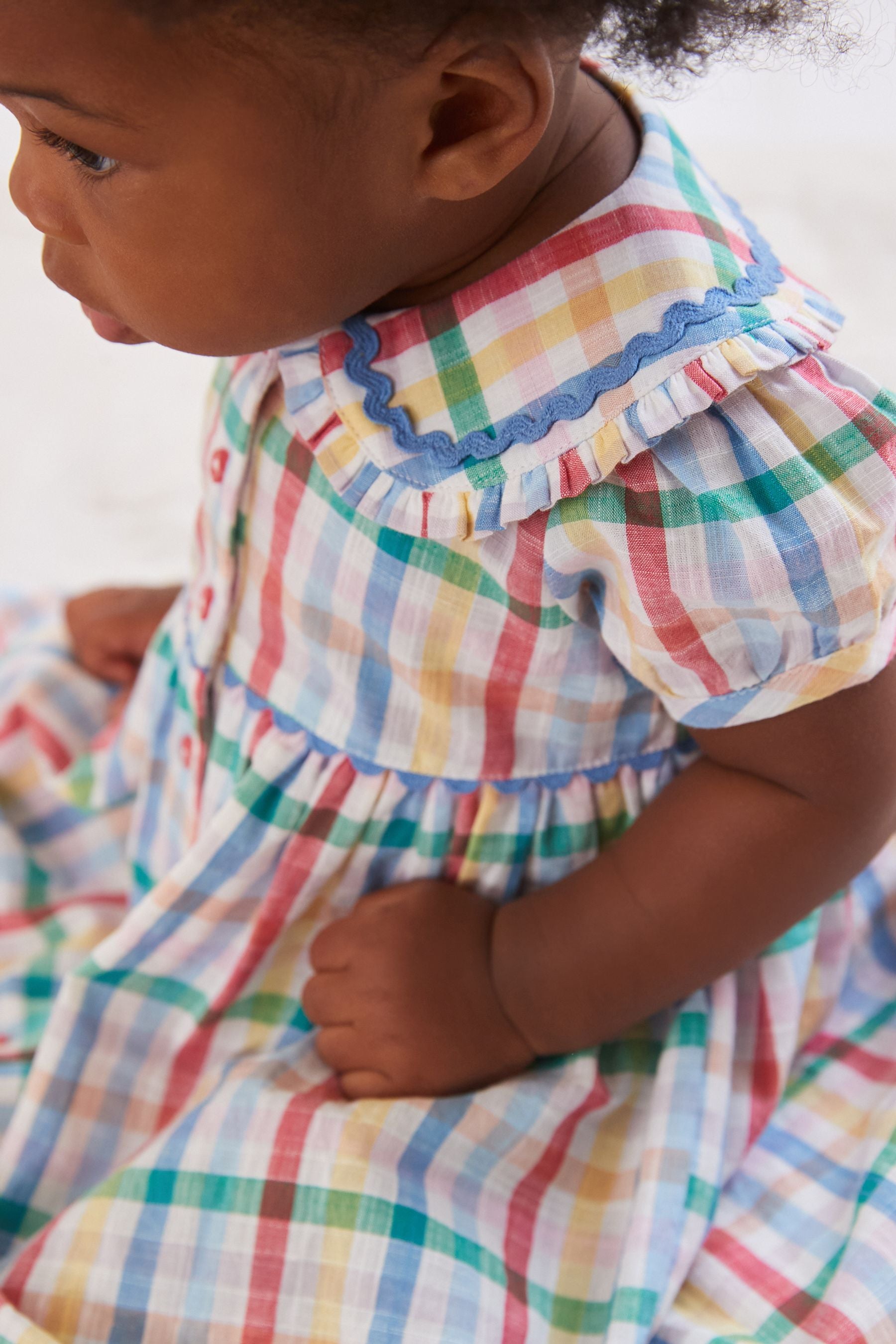 Multi Bright Gingham Baby Woven Collared Dress (0mths-2yrs)