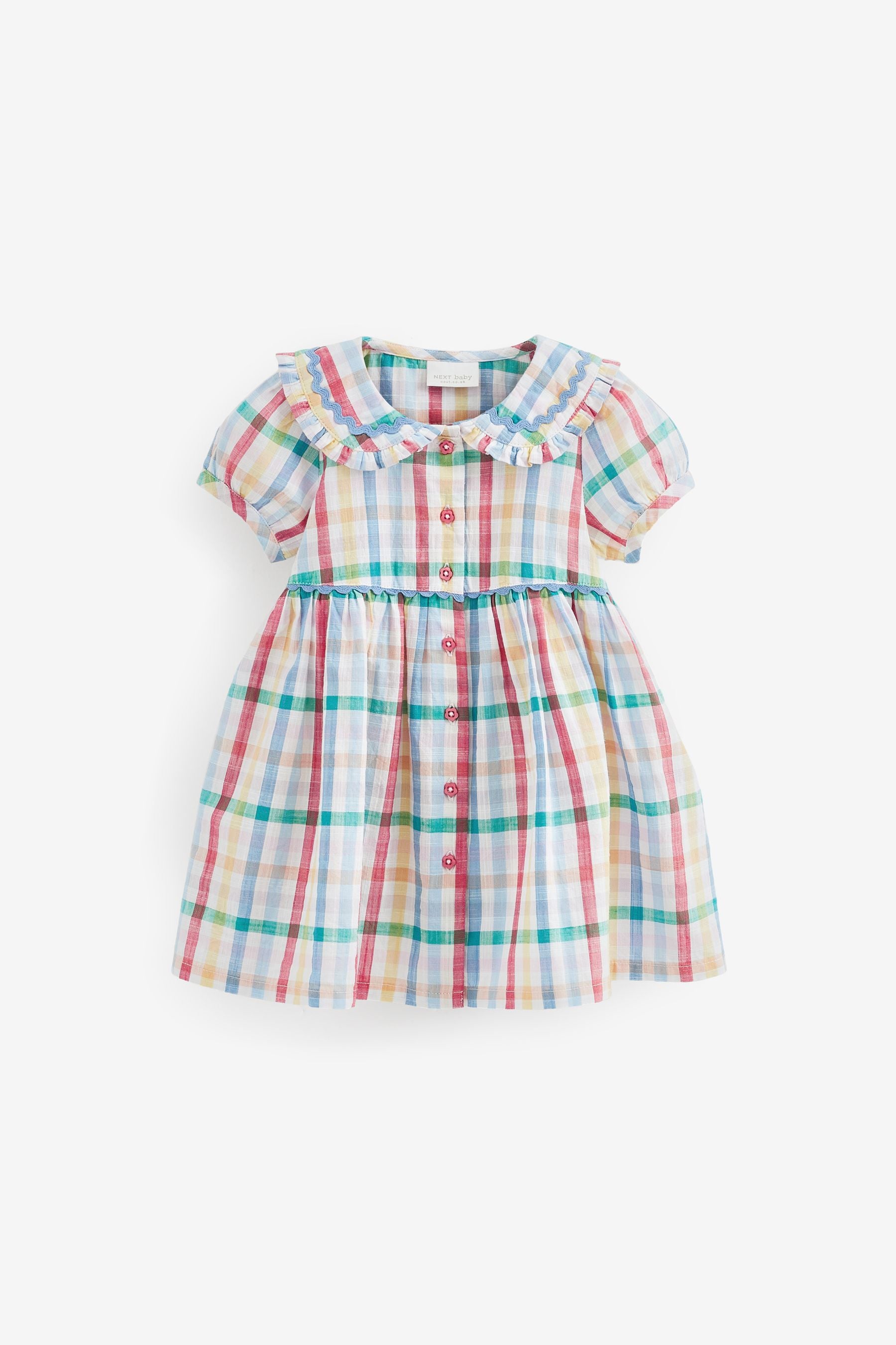 Multi Bright Gingham Baby Woven Collared Dress (0mths-2yrs)