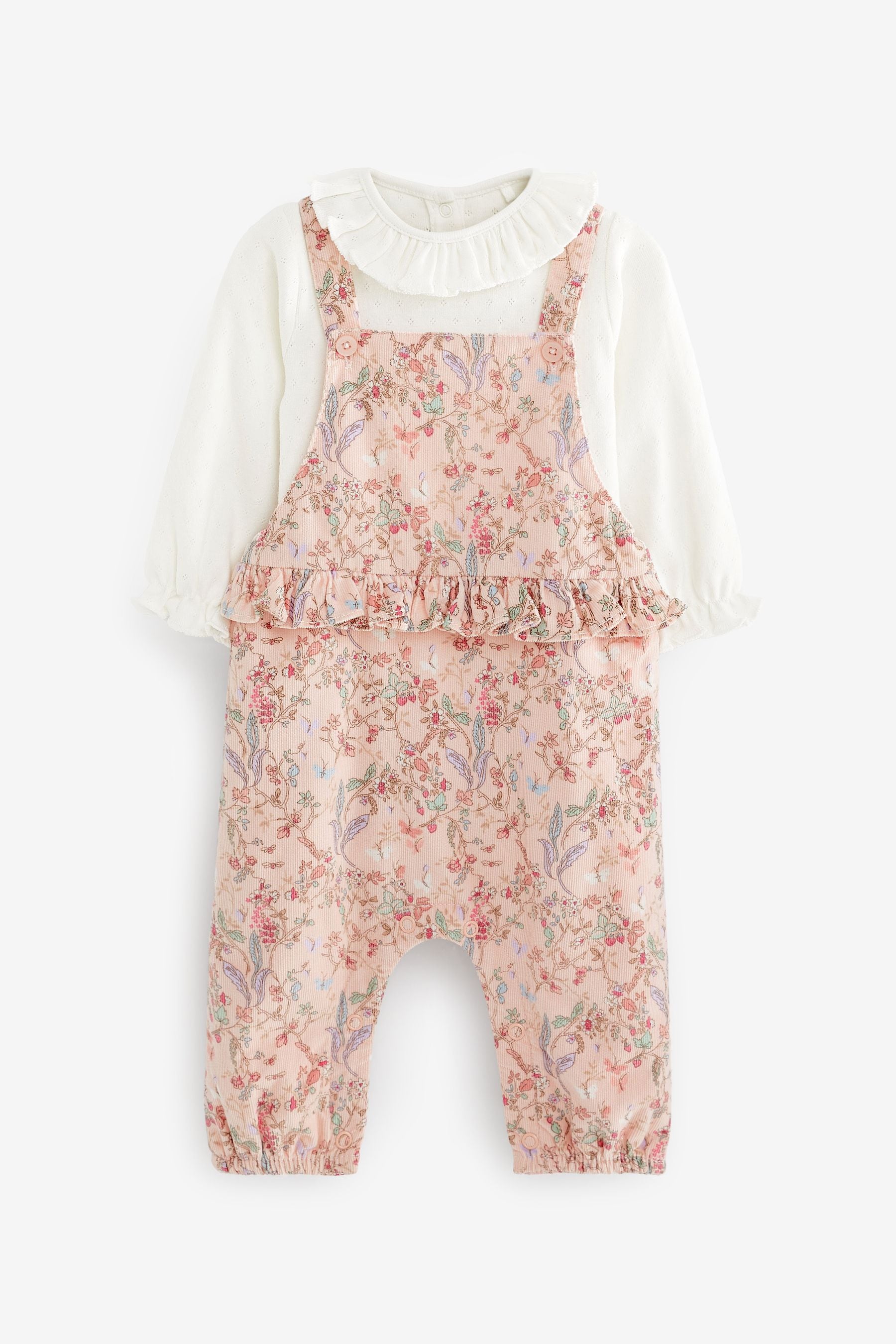 Pale Pink Baby 2pc Baby Dungaree & Bodysuit Set (0mths-2yrs)