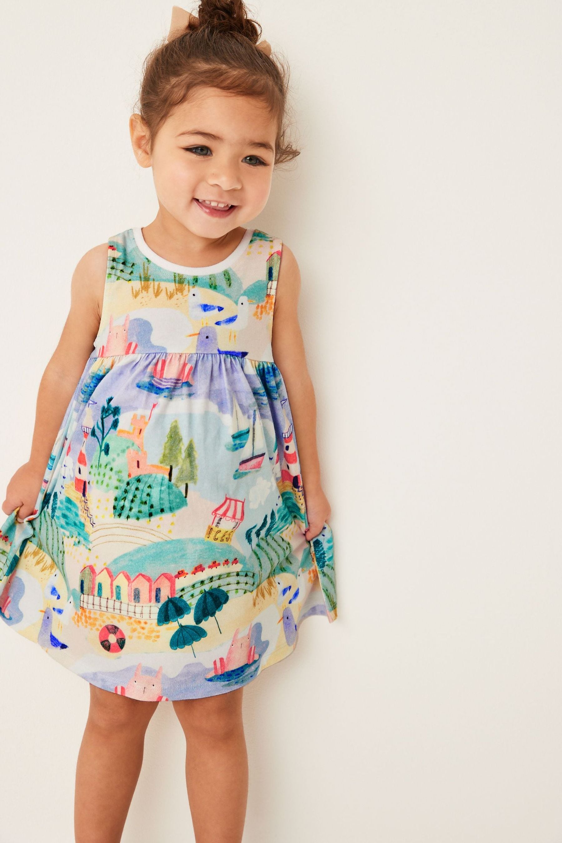 Seaside Print Sleeveless Jersey Dress (3mths-7yrs)