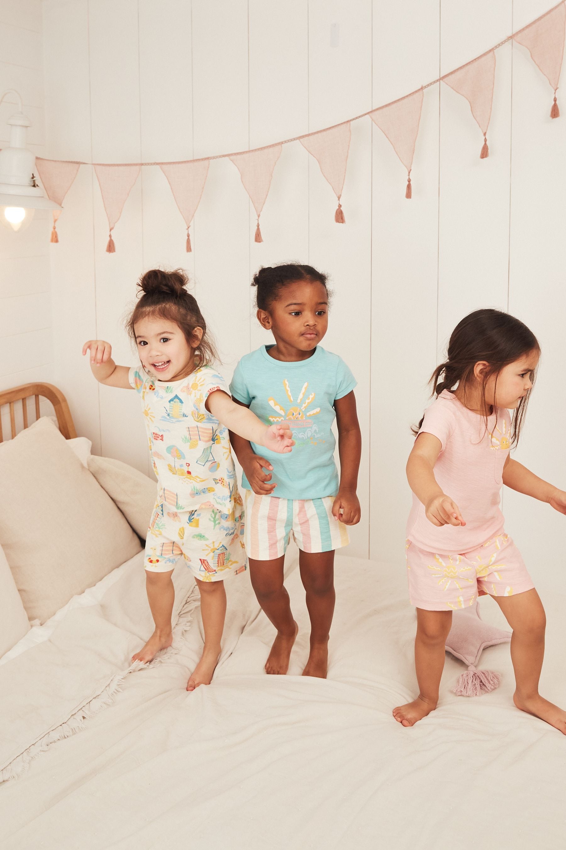 Multi Pastel Beach Character Short Pyjamas 3 Pack (9mths-16yrs)