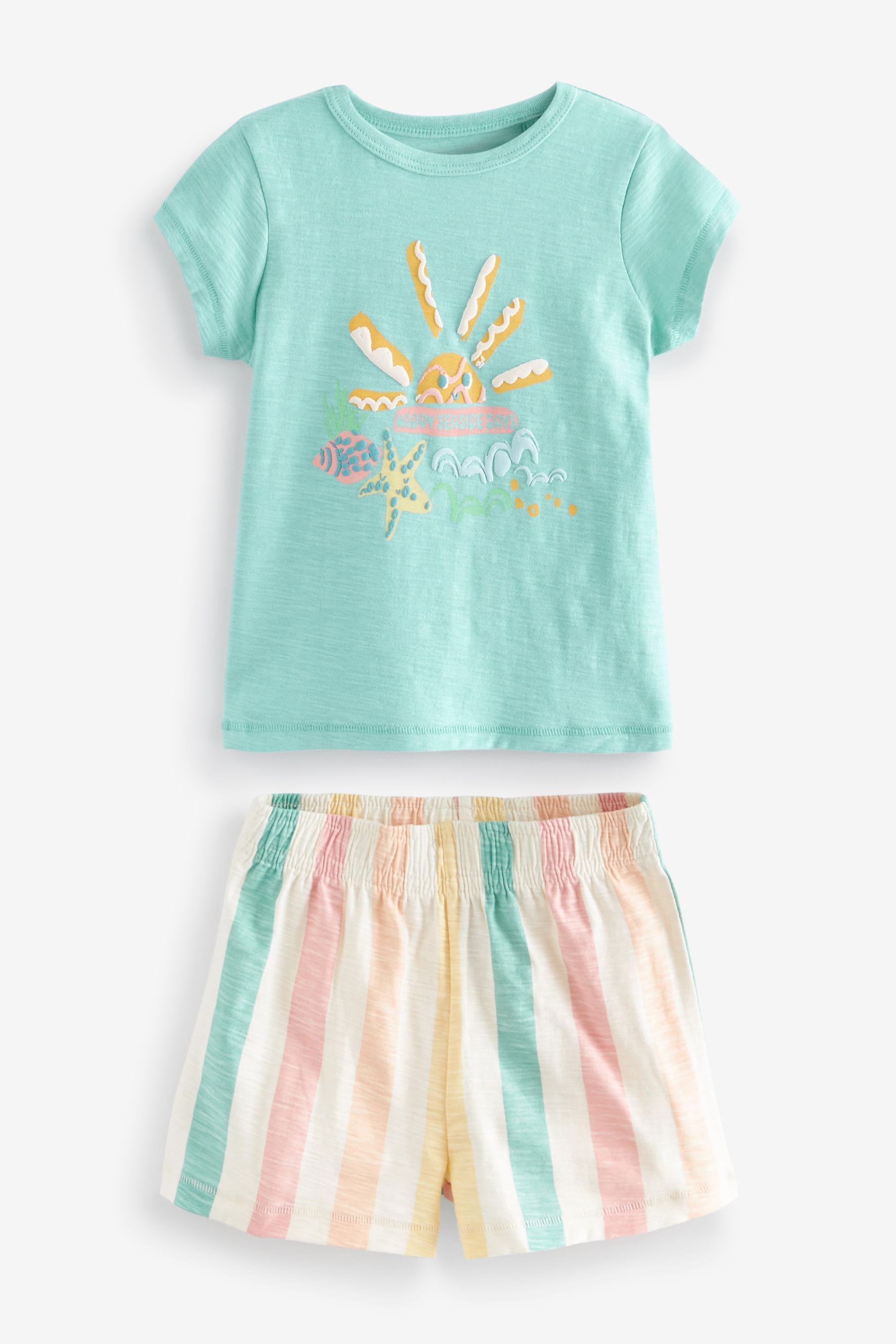 Multi Pastel Beach Character Short Pyjamas 3 Pack (9mths-16yrs)