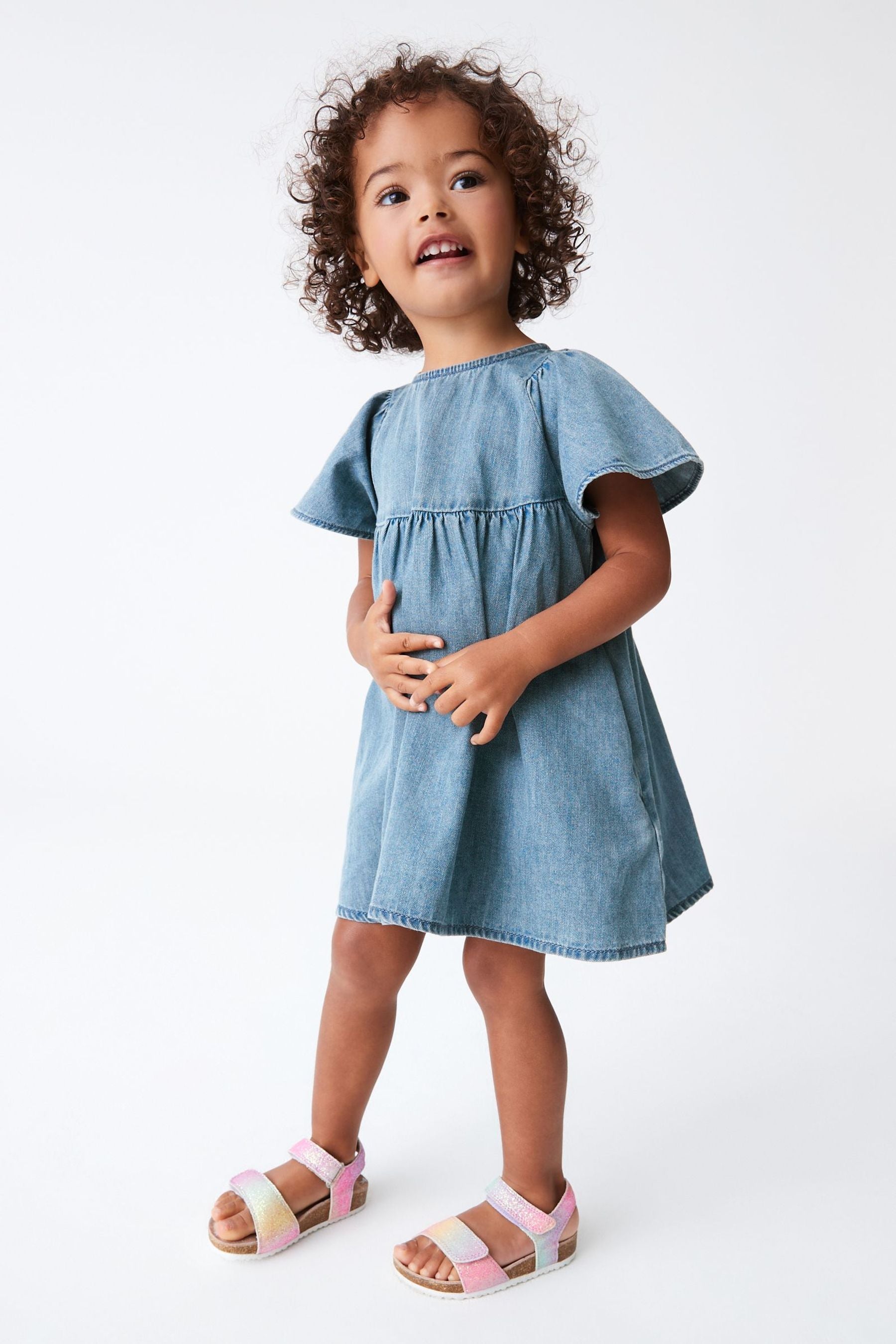 Blue Denim Angel Sleeve Cotton Dress (3mths-8yrs)