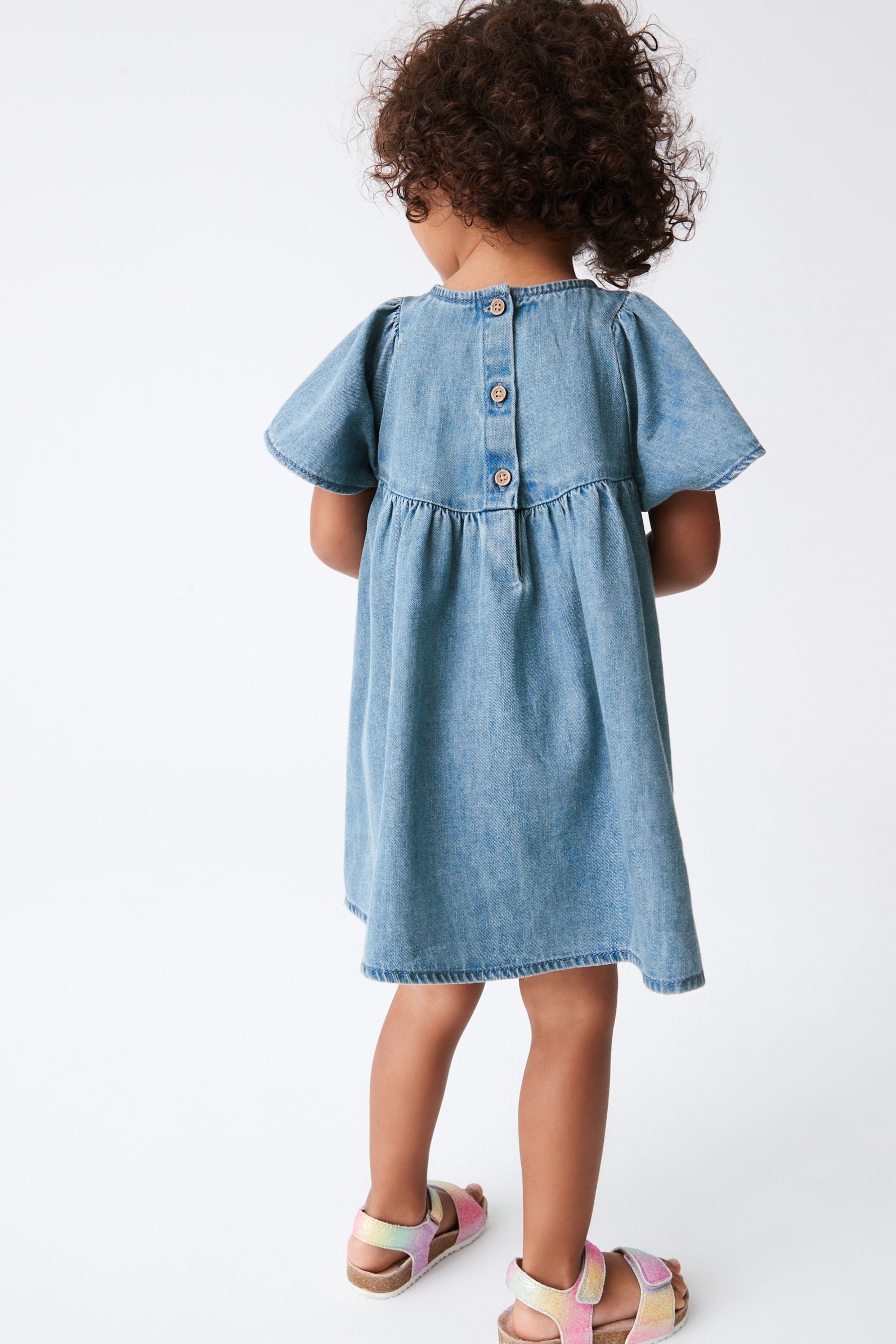 Blue Denim Angel Sleeve Cotton Dress (3mths-8yrs)