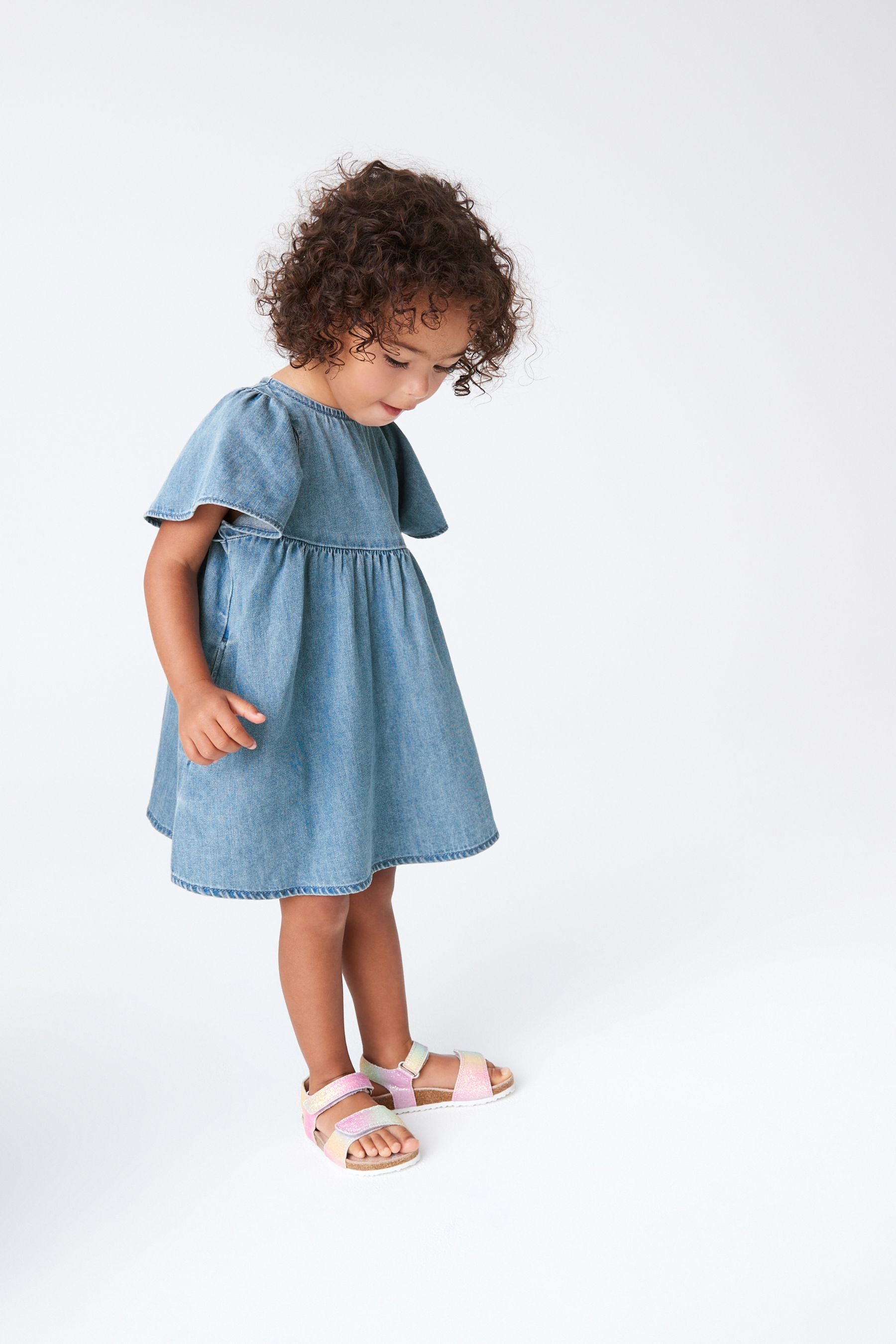 Blue Denim Angel Sleeve Cotton Dress (3mths-8yrs)