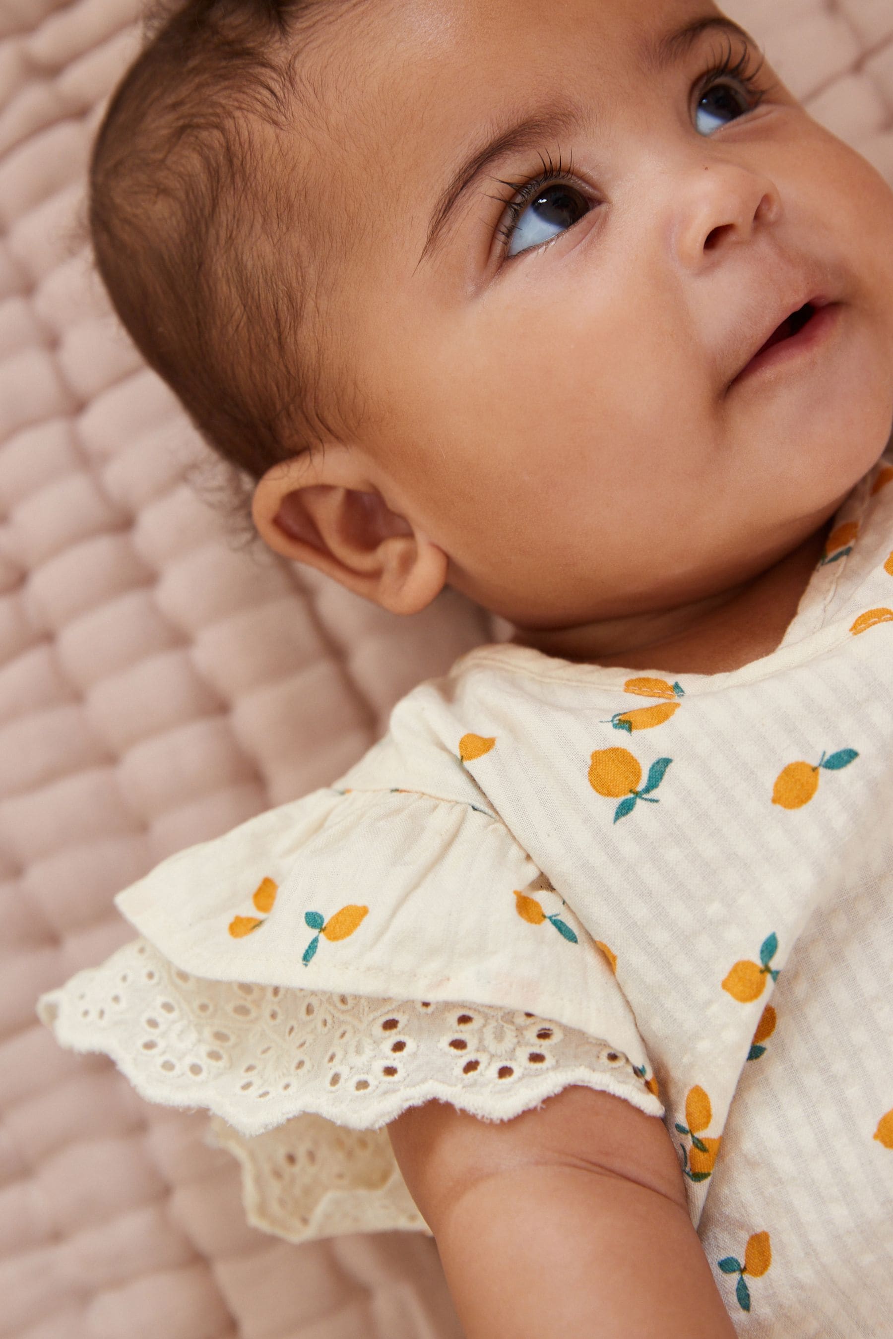 Neutral Lemon Print Baby Wrap Playsuit (0mths-2yrs)