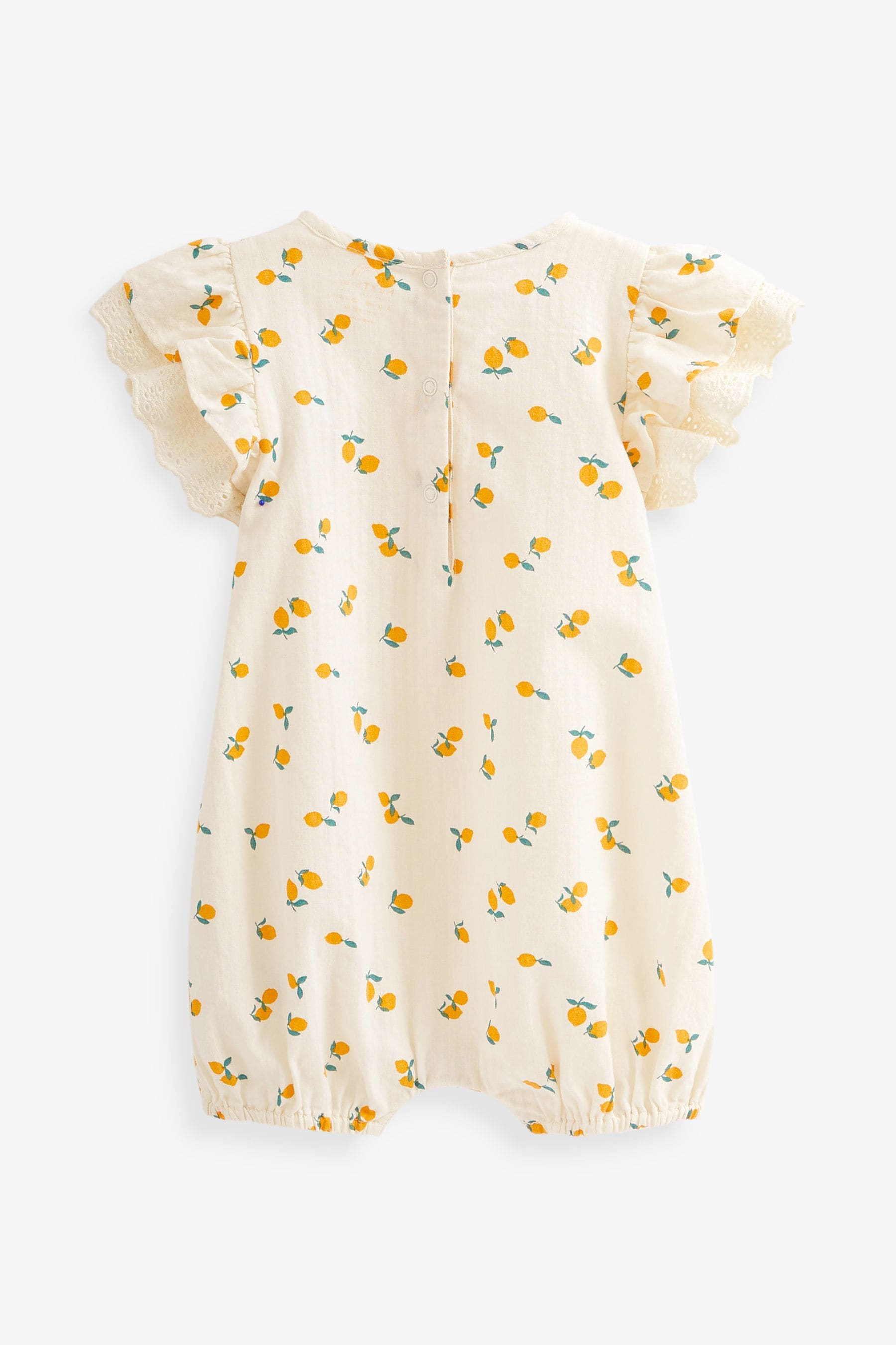 Neutral Lemon Print Baby Wrap Playsuit (0mths-2yrs)